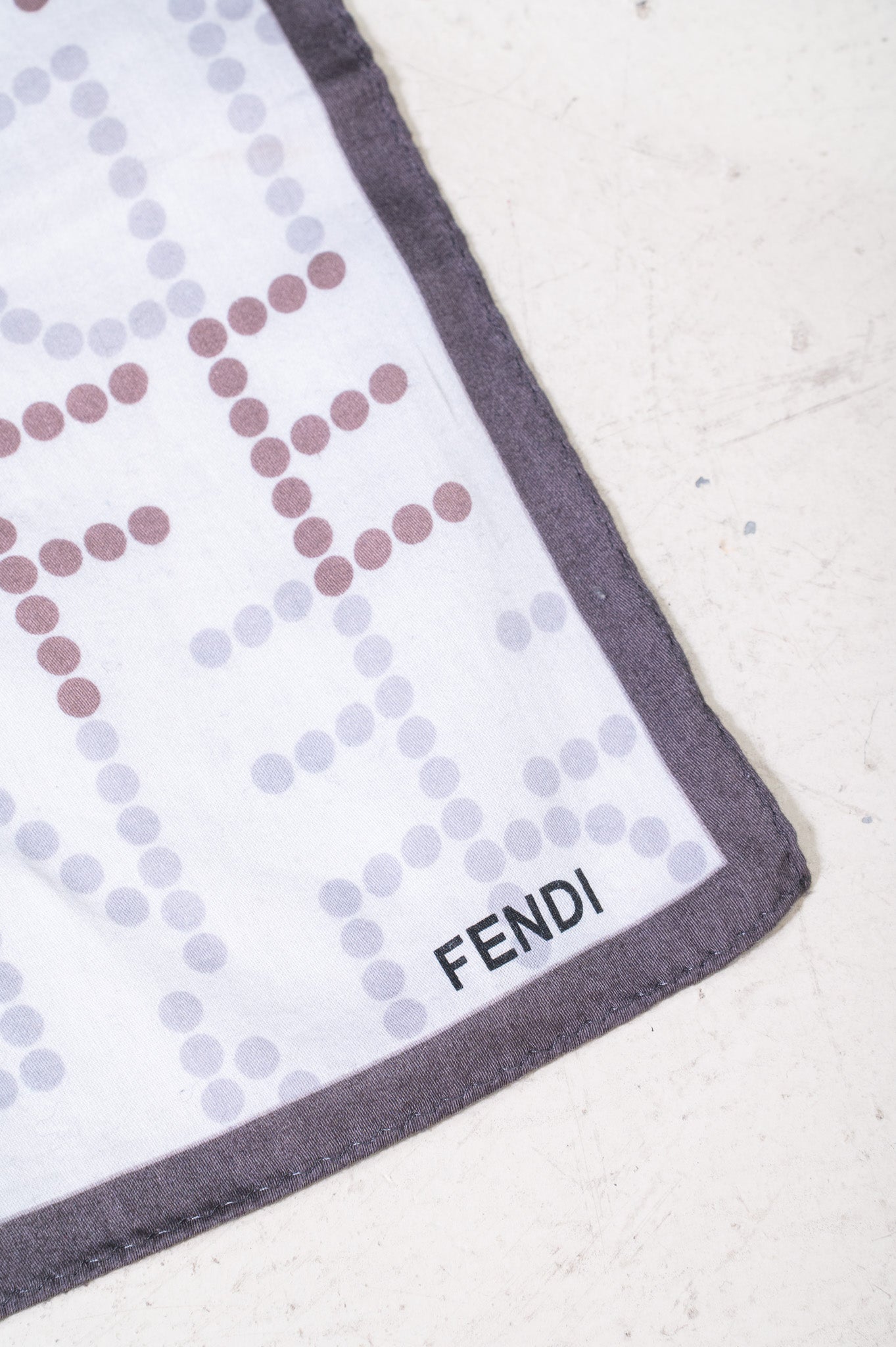 Grey and White Dot Printed Logo Scarf