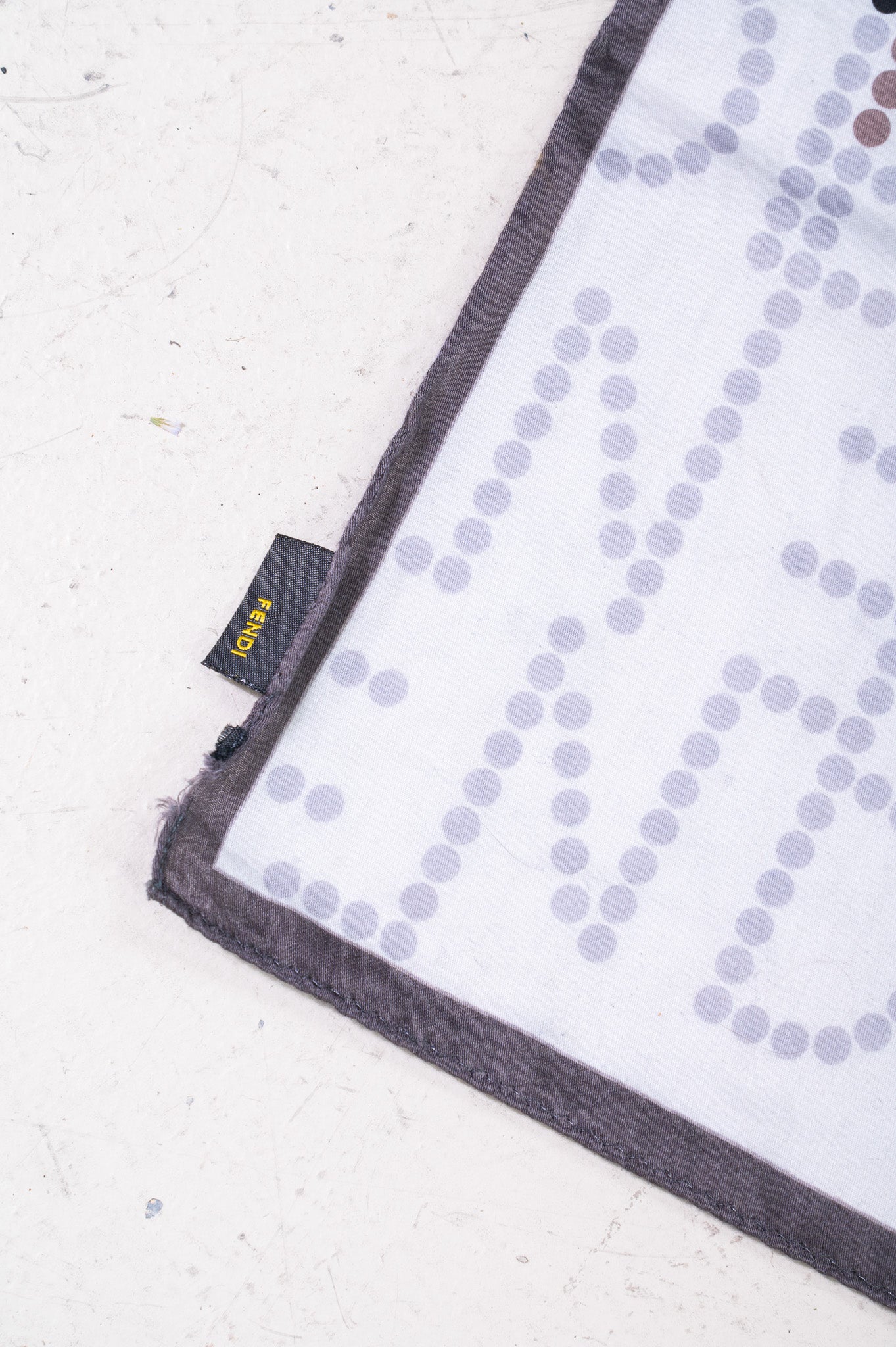 Grey and White Dot Printed Logo Scarf
