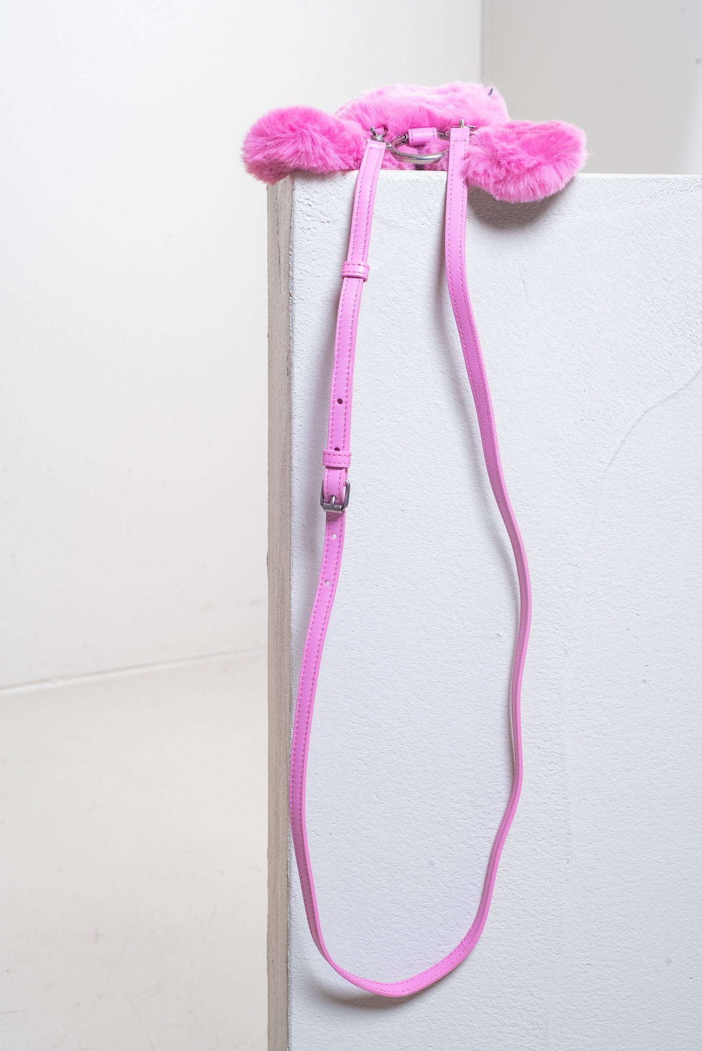 Pink Faux Fur Crossbody AirPod Case