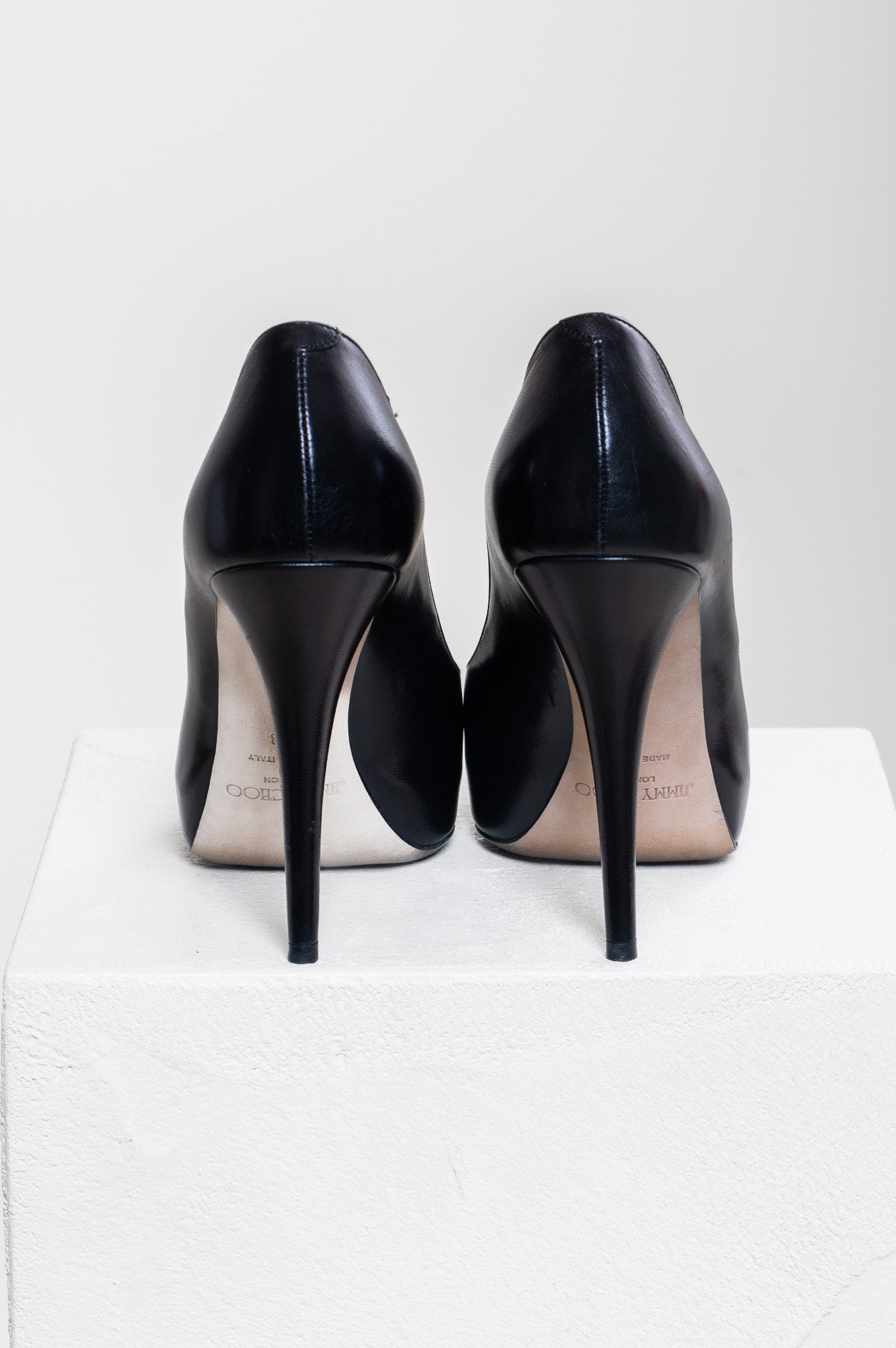 Black Square Peep Toe High Heels