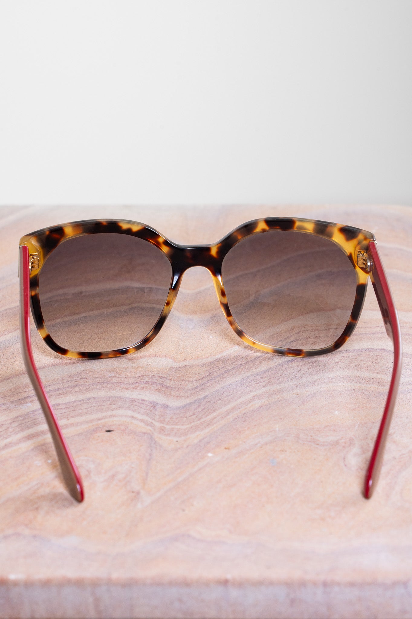Beige Tortoise Red Arm Sunglasses