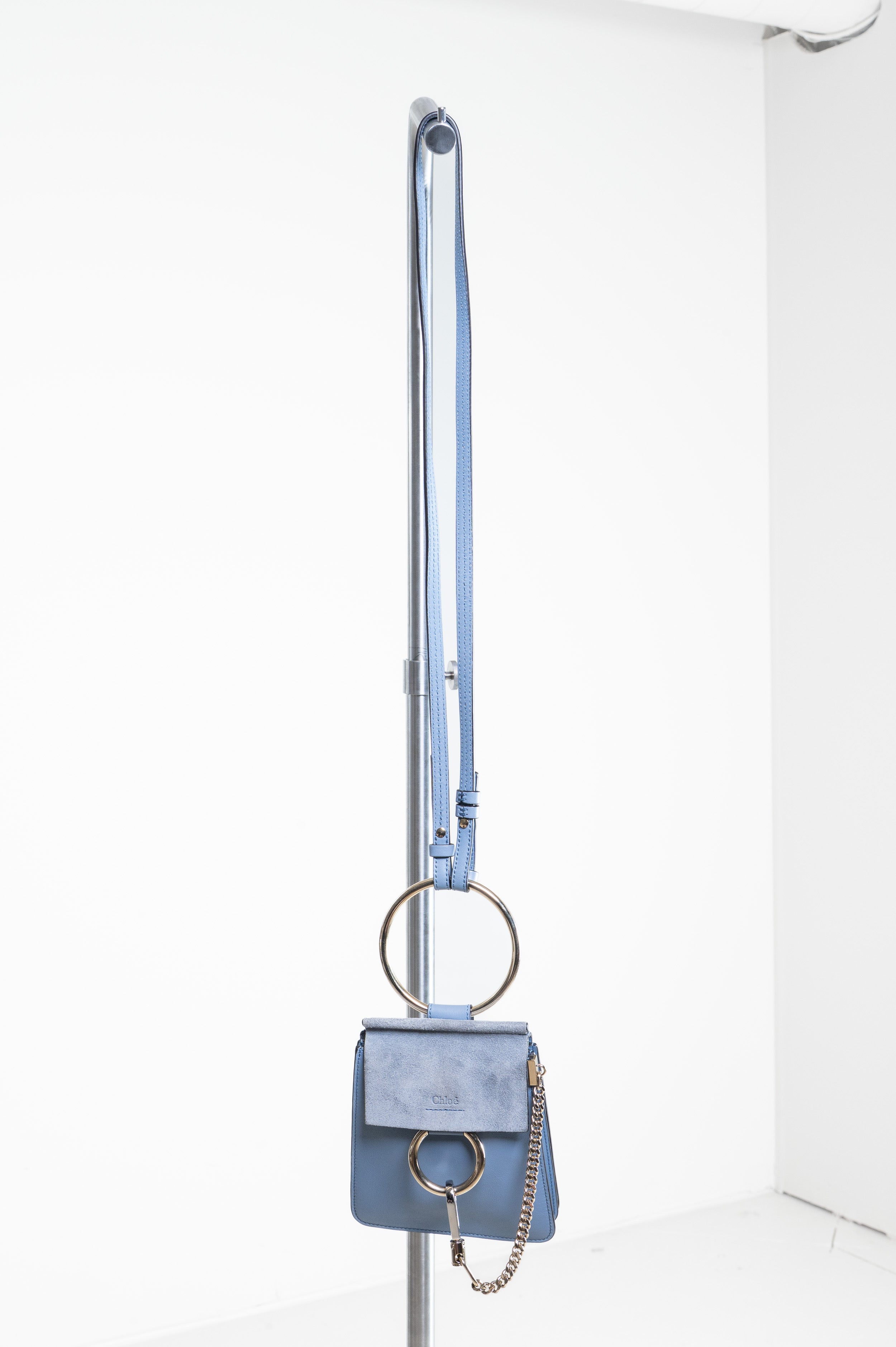 Additional front view of Chloé Mini Faye Blue Crossbody