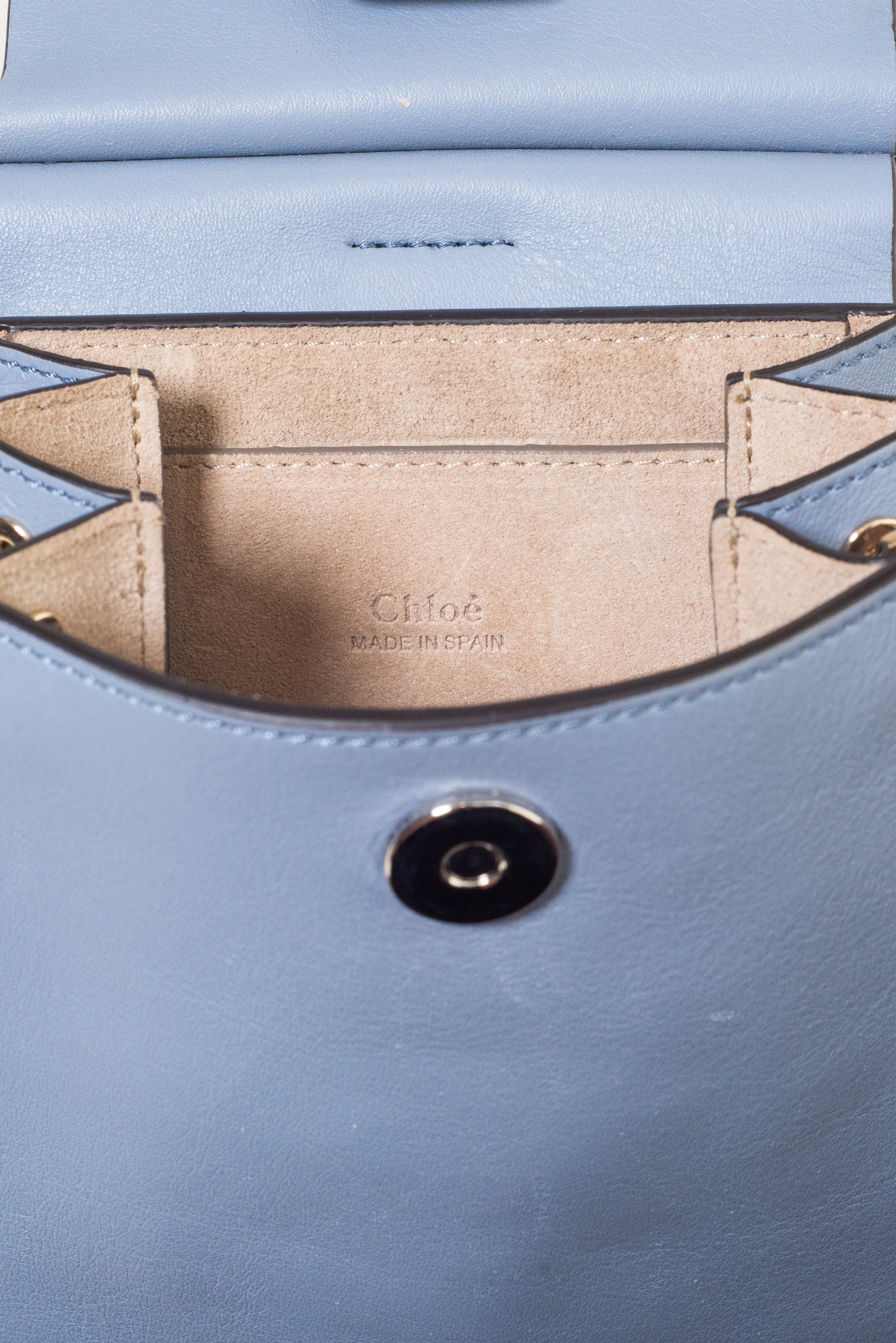 Open view of Chloé Mini Faye Blue Crossbody