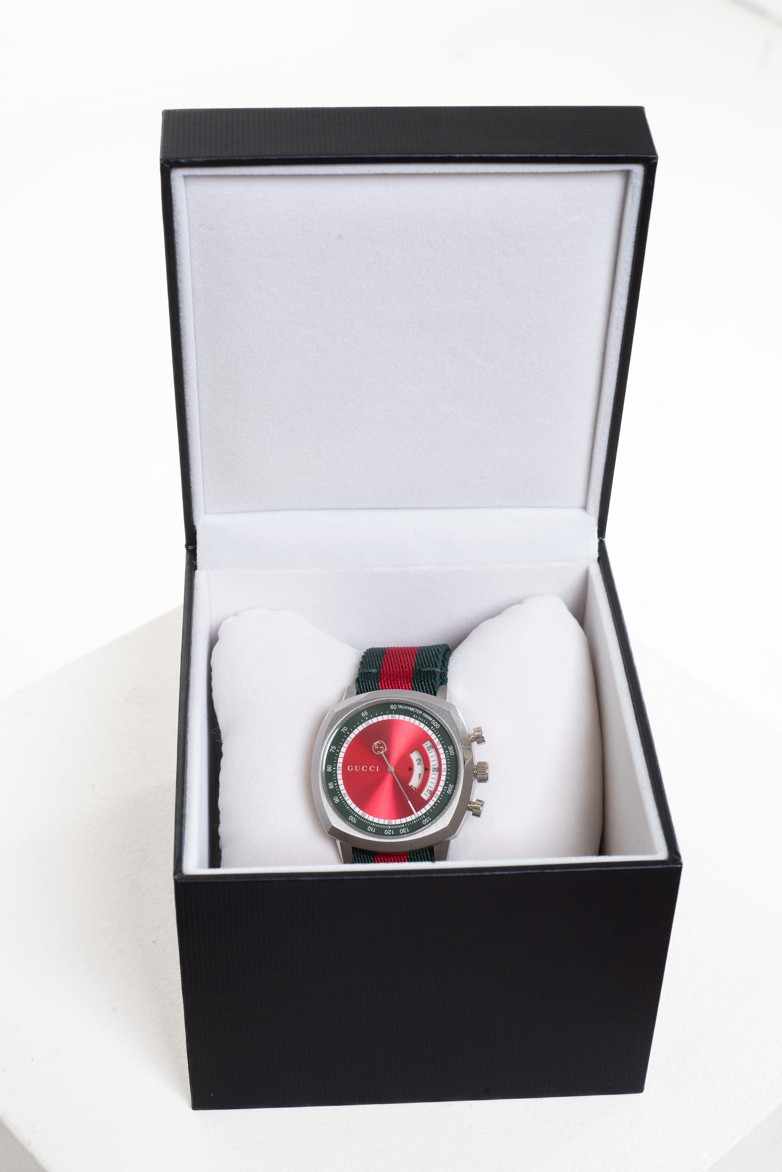 Gucci Waterproof Web Tachy Meter Watch in box