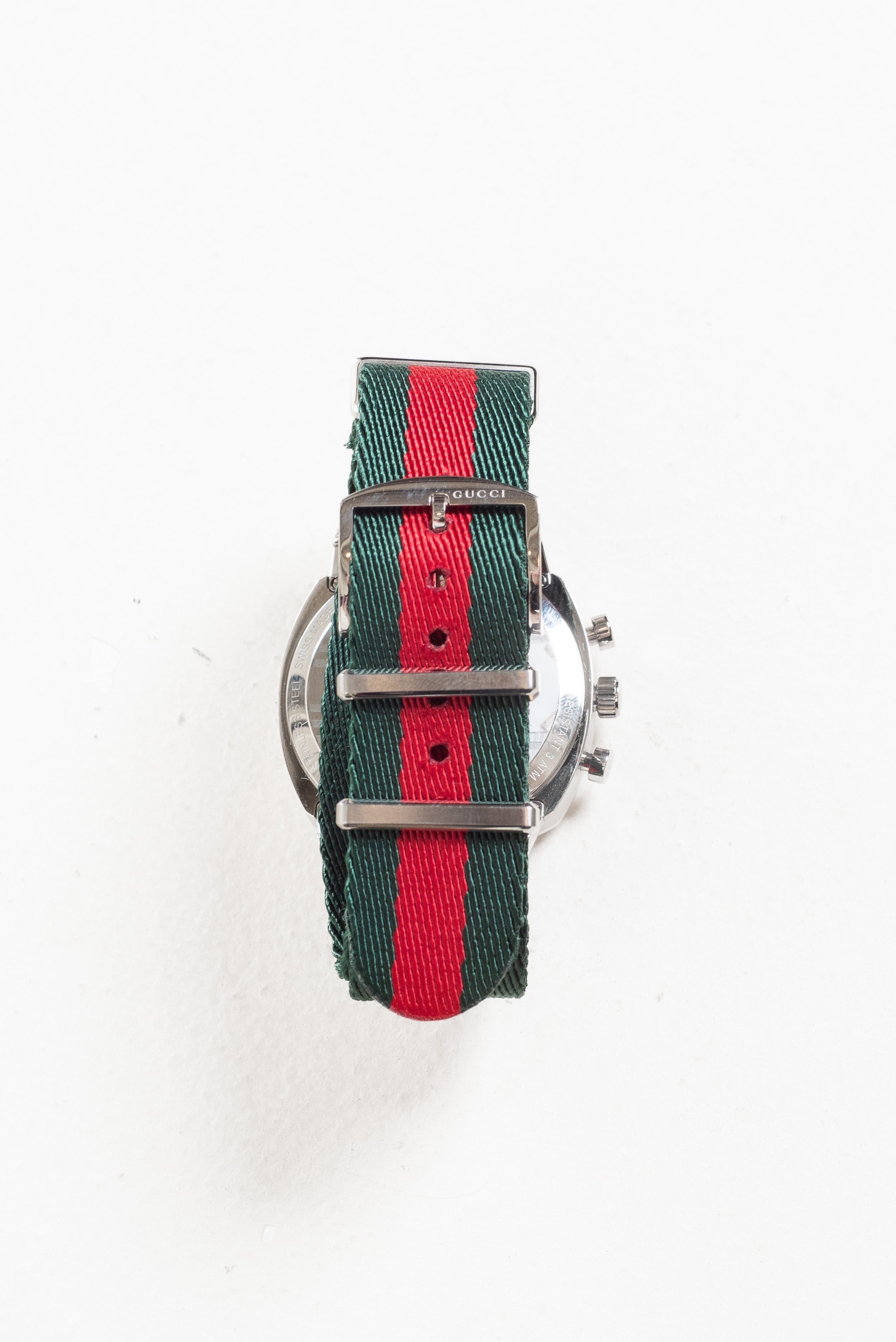 Back view of Gucci Web Tachy Meter Watch