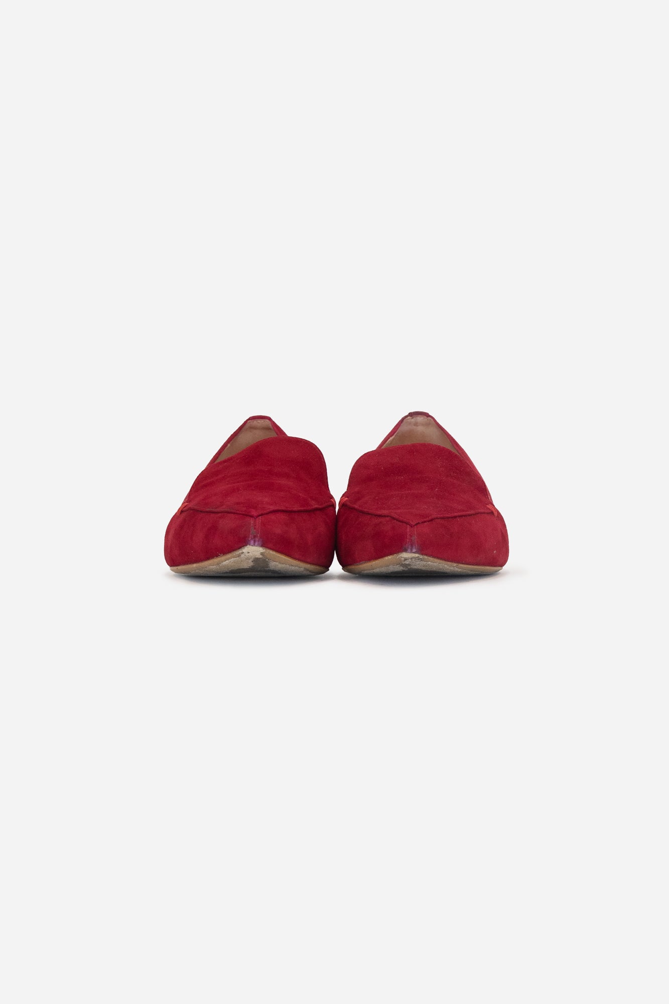 Red Suede Pointed Toe Flats