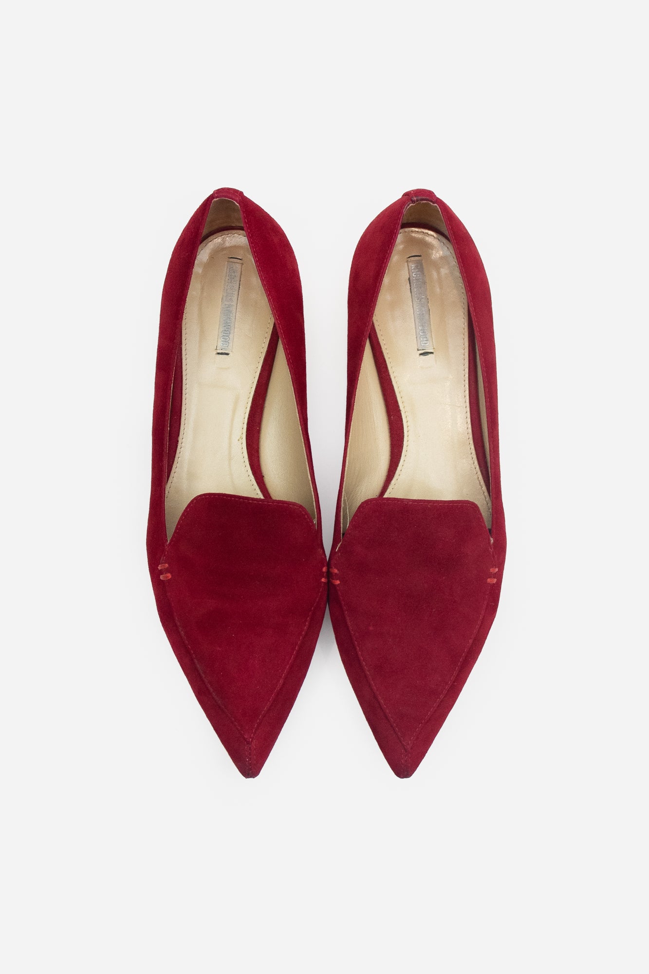 Red Suede Pointed Toe Flats