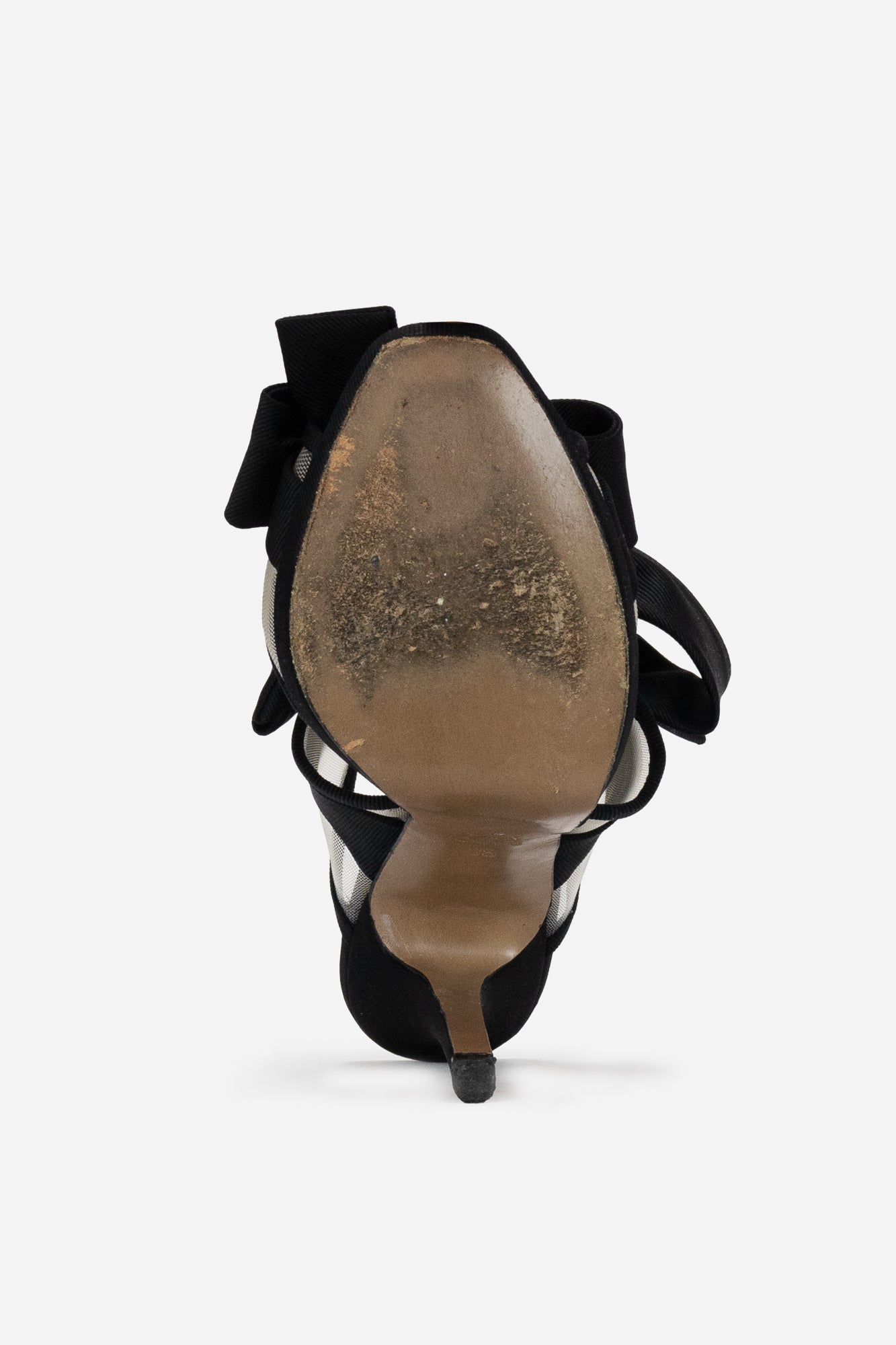 Black Mesh Bow Mule Sandal