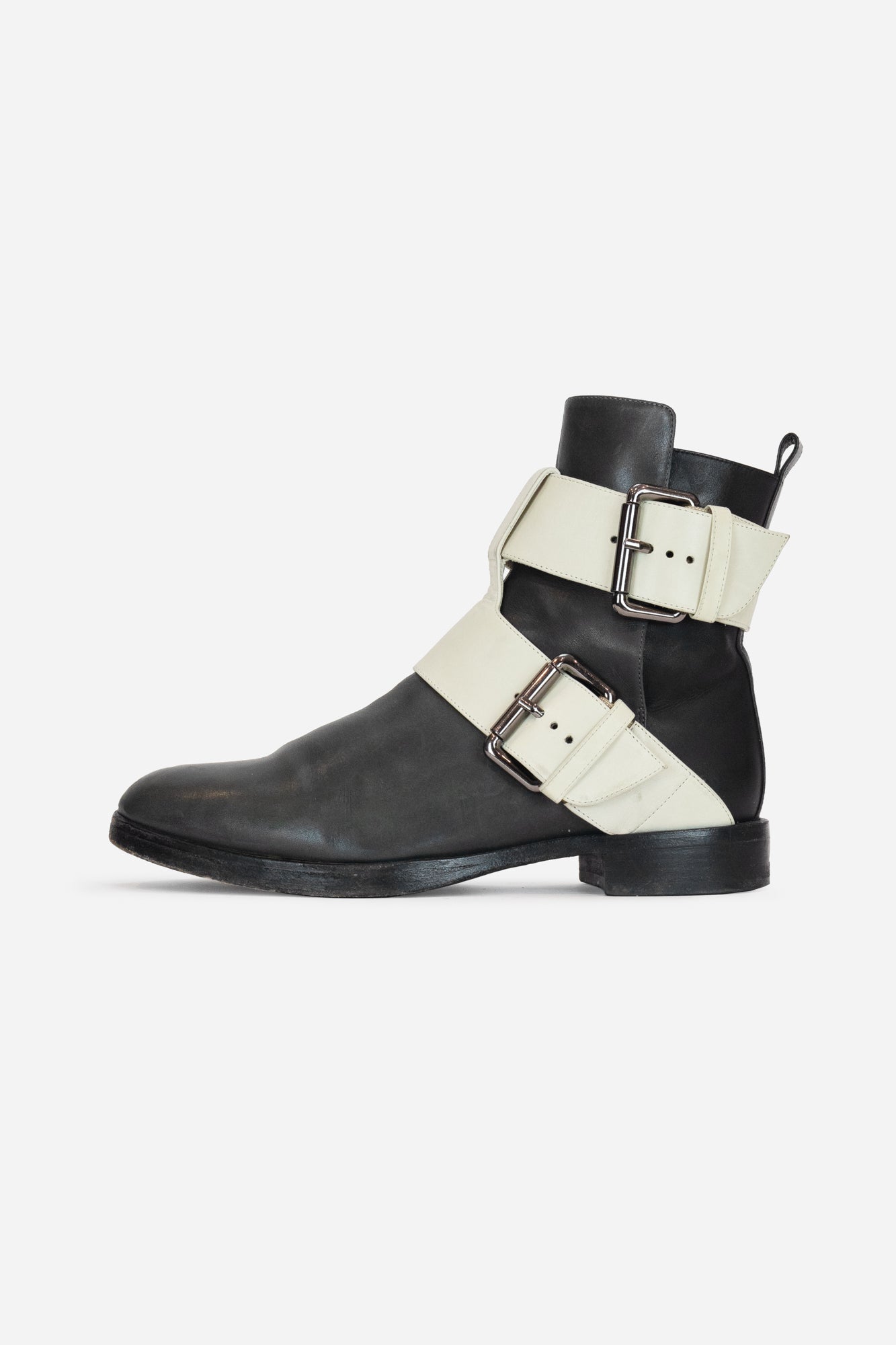 Multi Panel Double Strap Ankle Boots