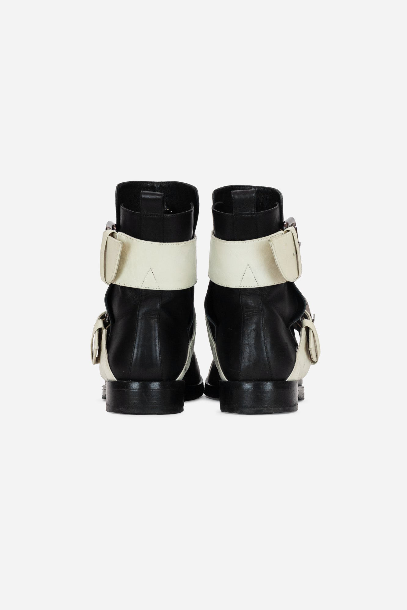 Multi Panel Double Strap Ankle Boots