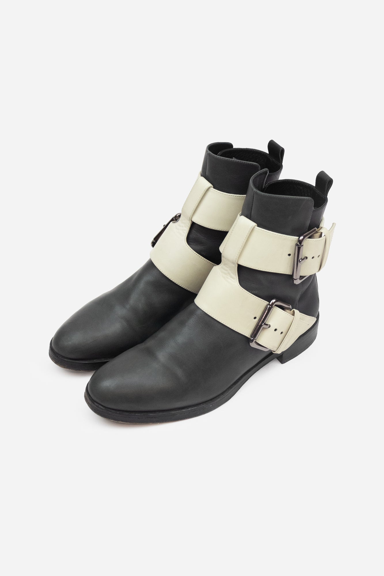 Multi Panel Double Strap Ankle Boots