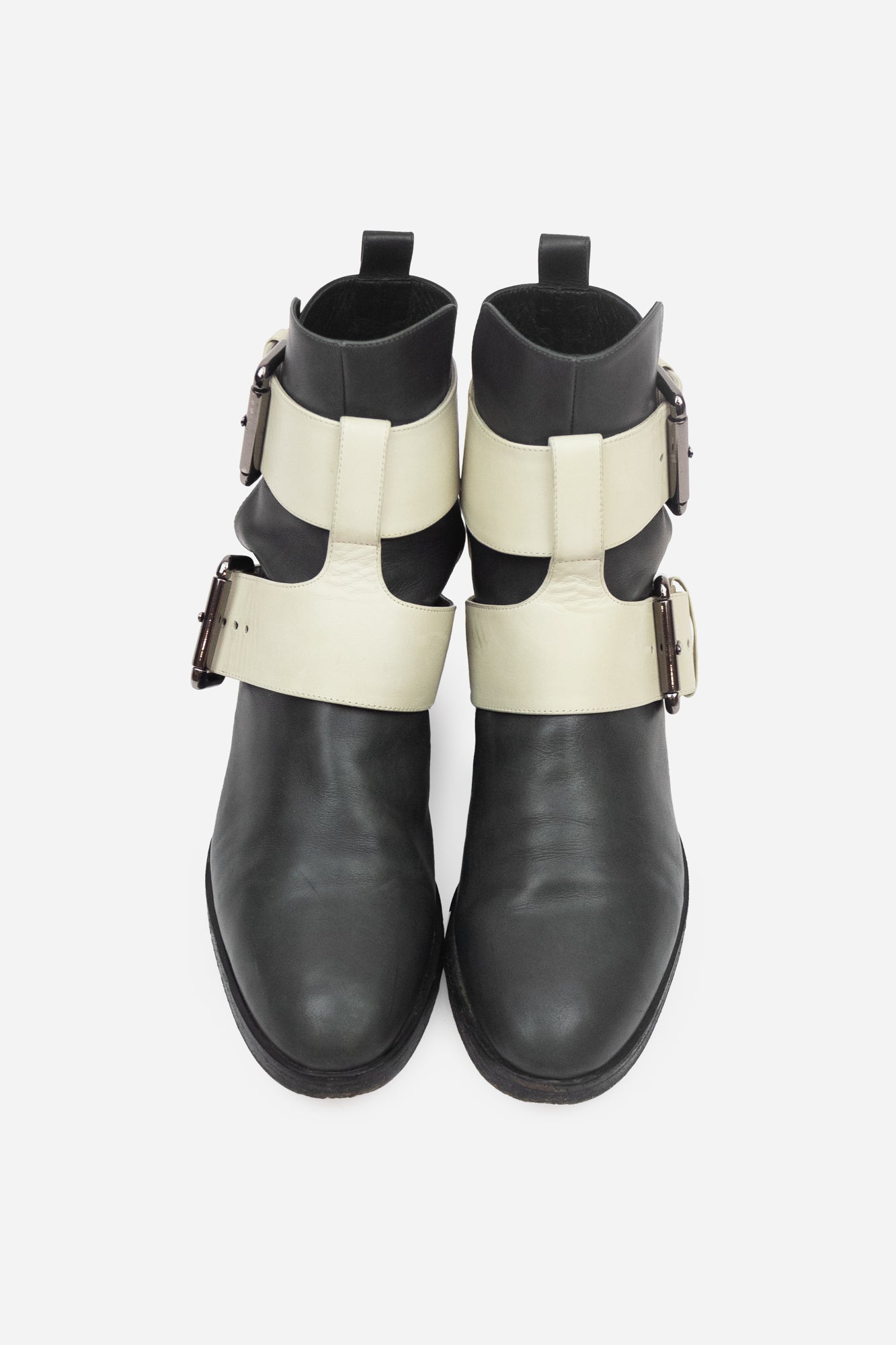 Multi Panel Double Strap Ankle Boots