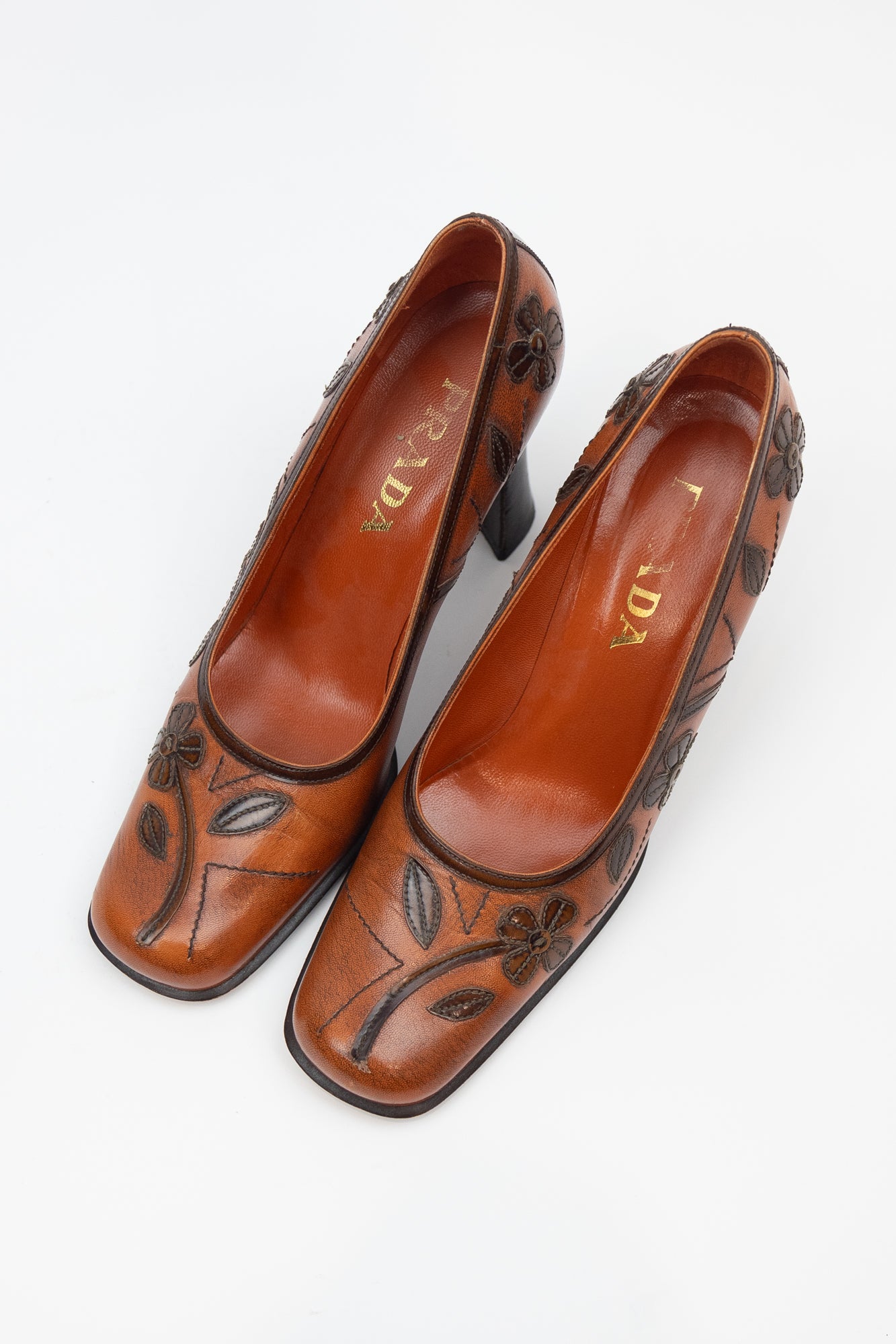 Orangey Brown Vintage Flower Patch Pump