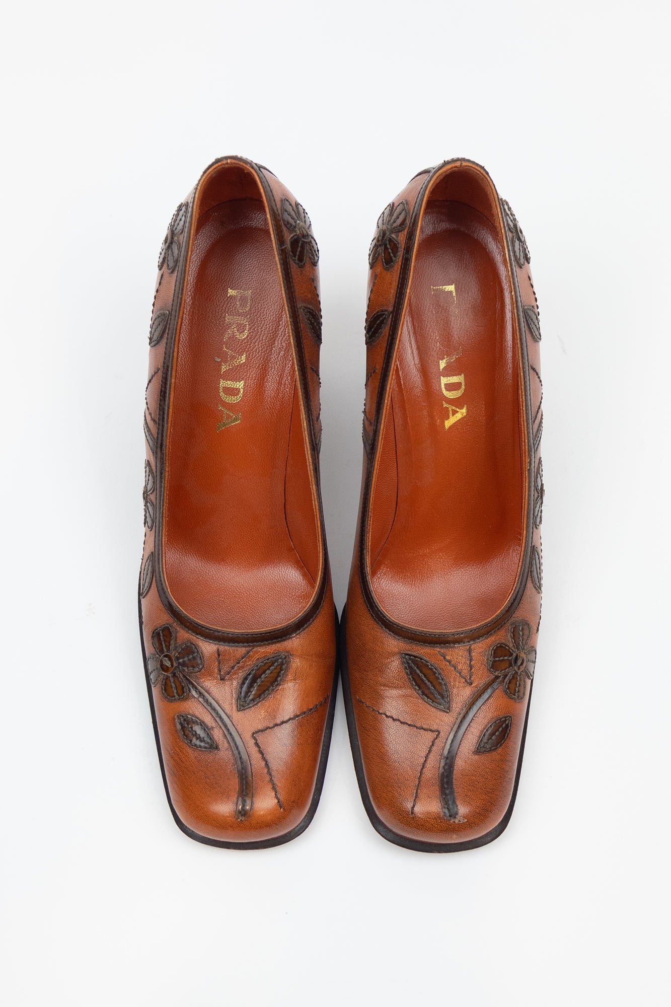 Orangey Brown Vintage Flower Patch Pump