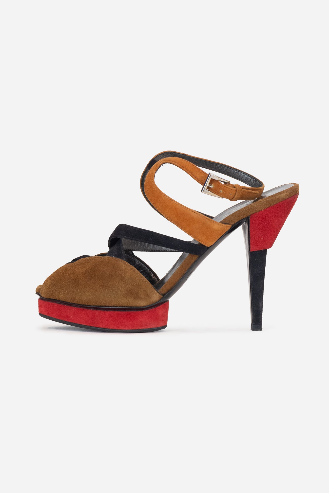 Suede MultiColour Strappy Platfrom Pump