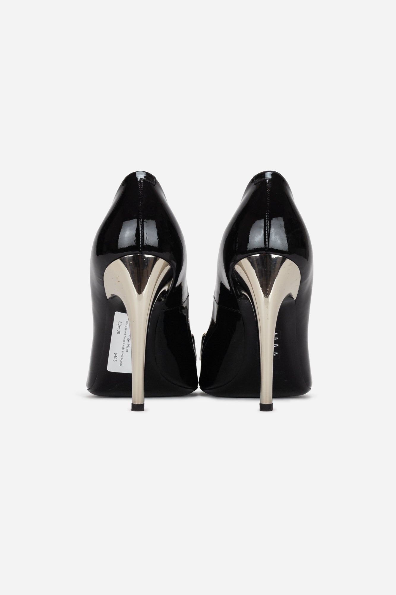 Black Patent Pumps With Silver Buckle