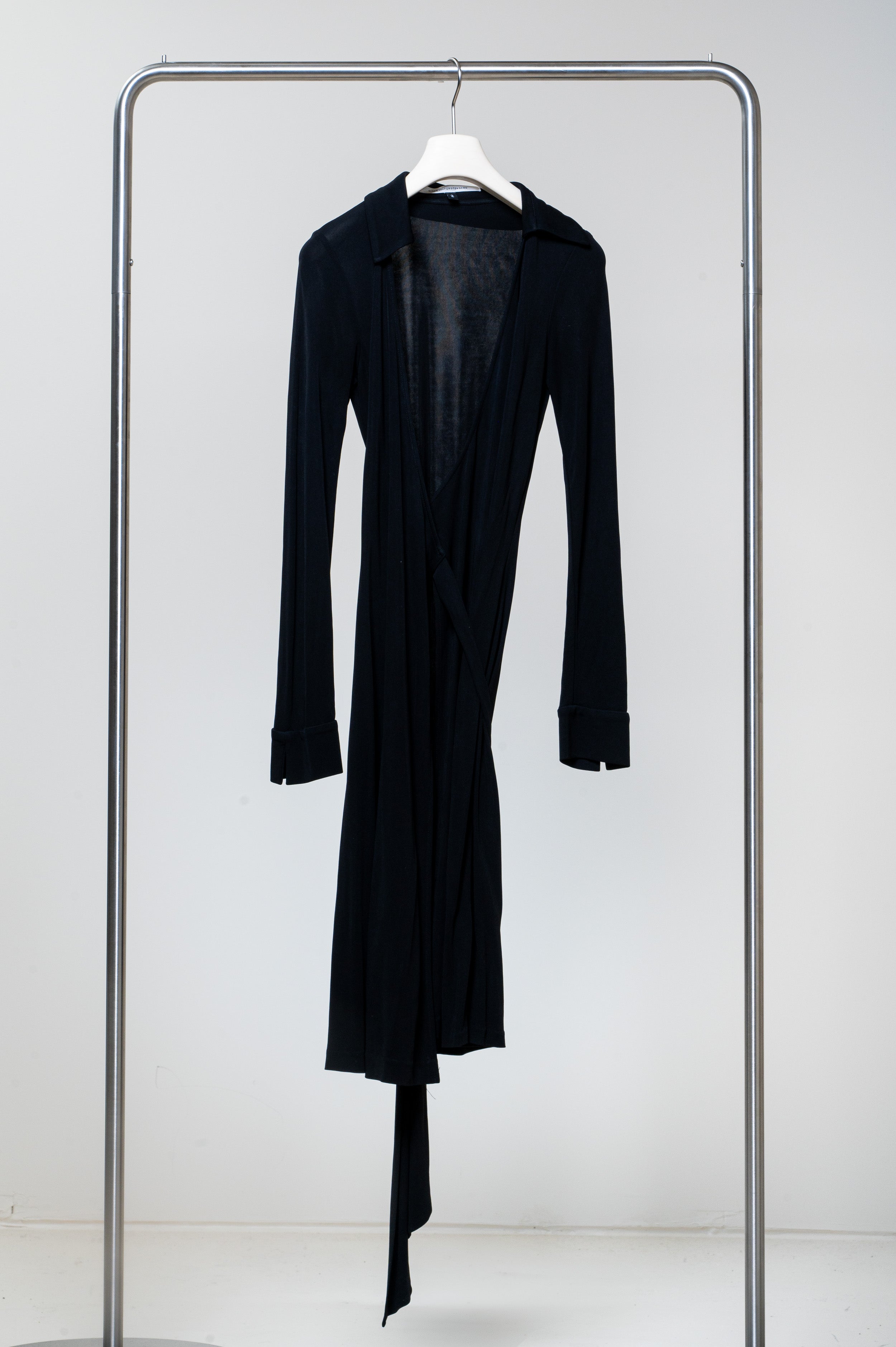 Black Collared Wrap Dress Viscose