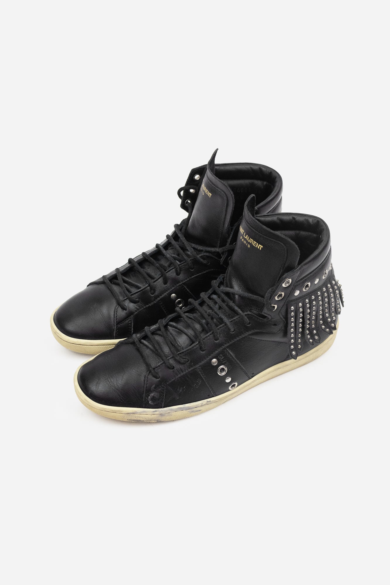 Black Studded Fringe High Top Sneaker