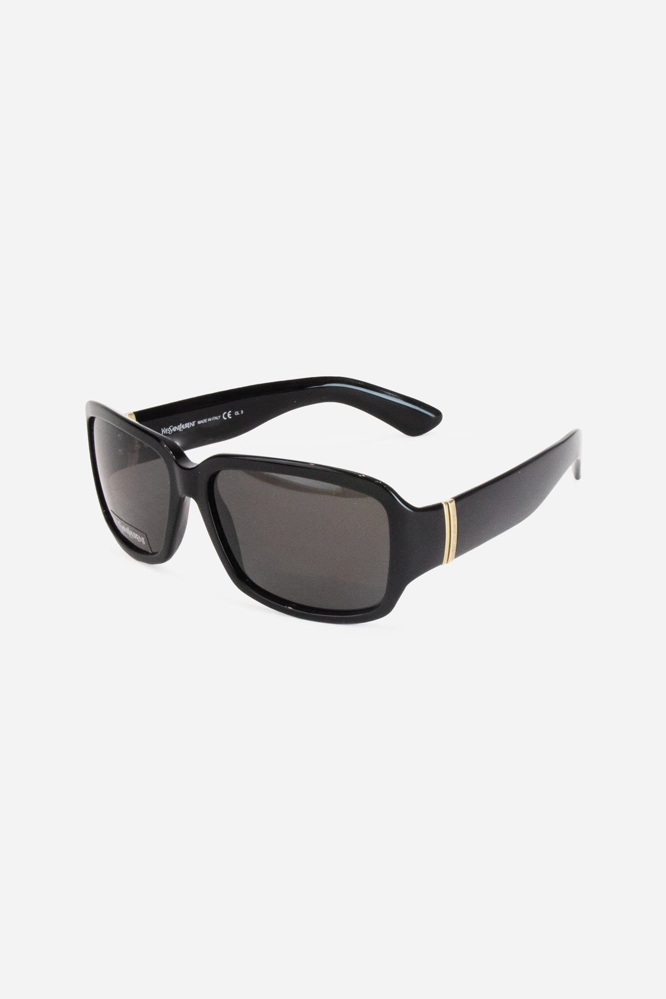 Black Sunglasses Gold Logo On Arm
