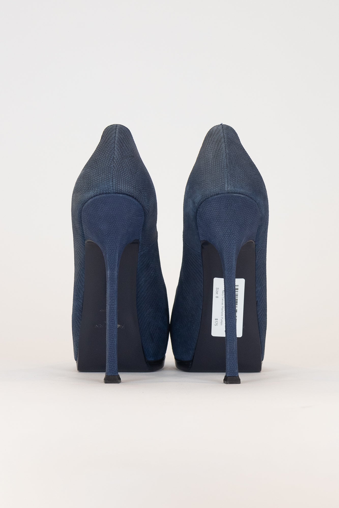 Navy Canvas Platform Pumps