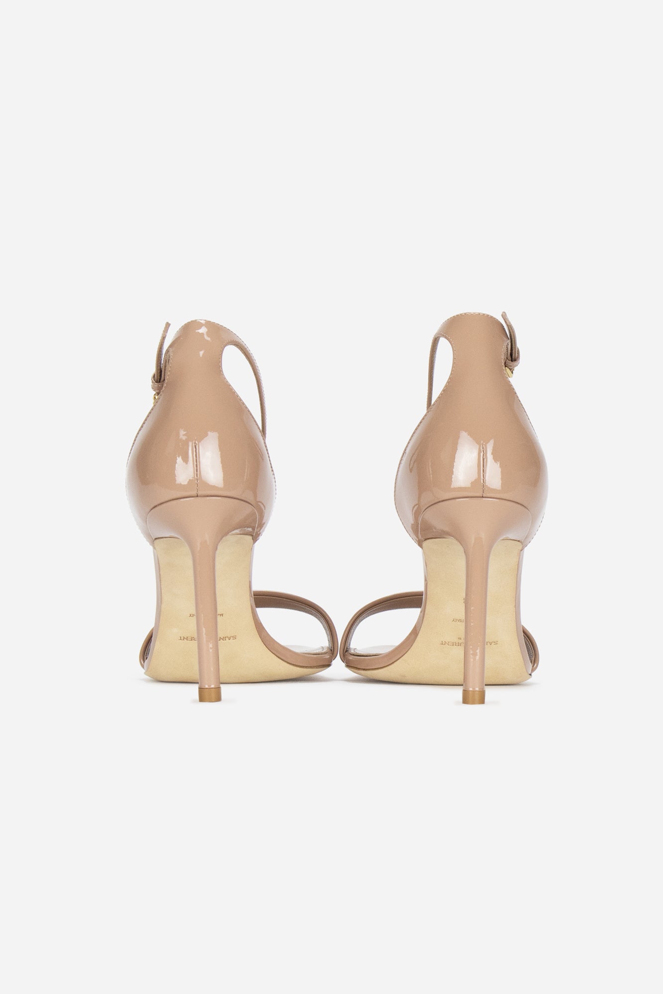 Nude Patent Leather Amber Heeled Sandals 85mm