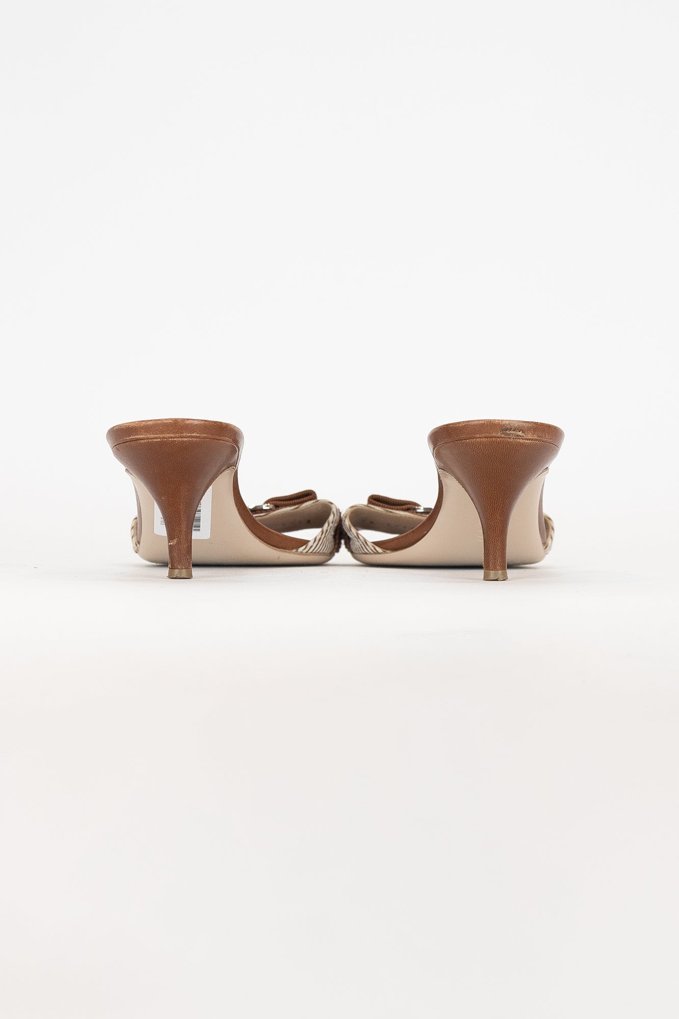 Brown Bow Striped Kittle Heel