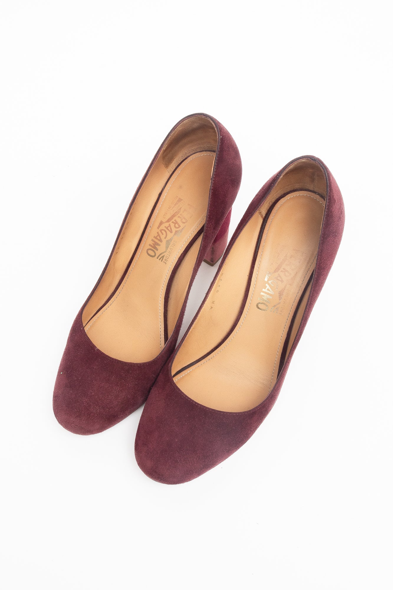 Suede Pink And Purple Block Heel Pump