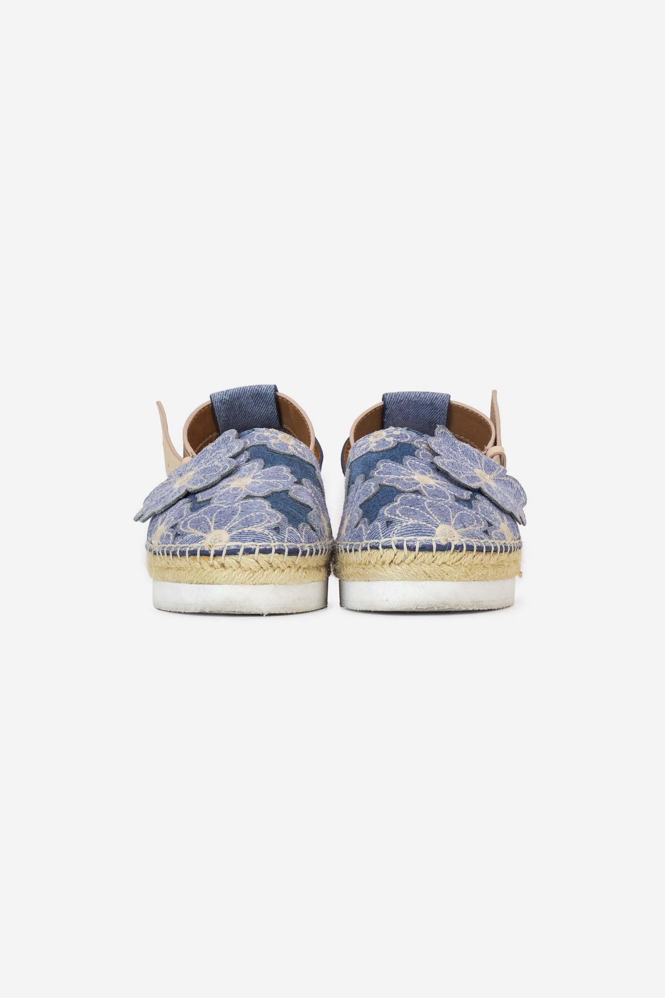 Denim Floral Espadrille Platforms