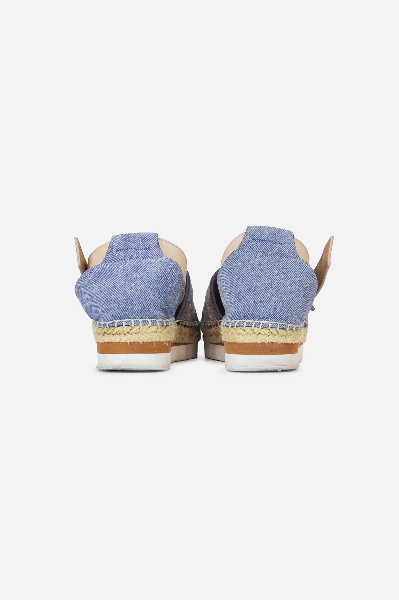 Denim Floral Espadrille Platforms