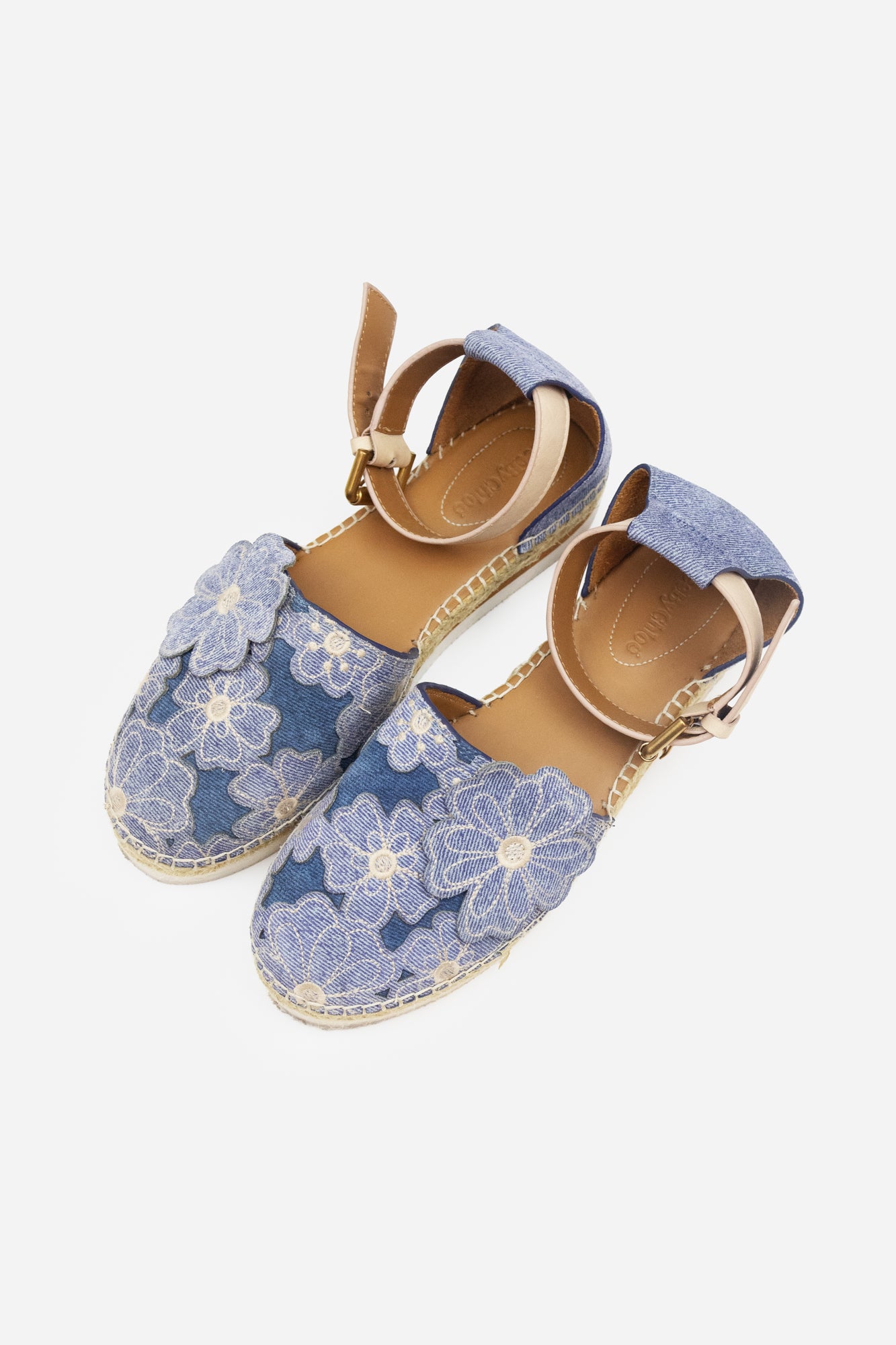 Denim Floral Espadrille Platforms