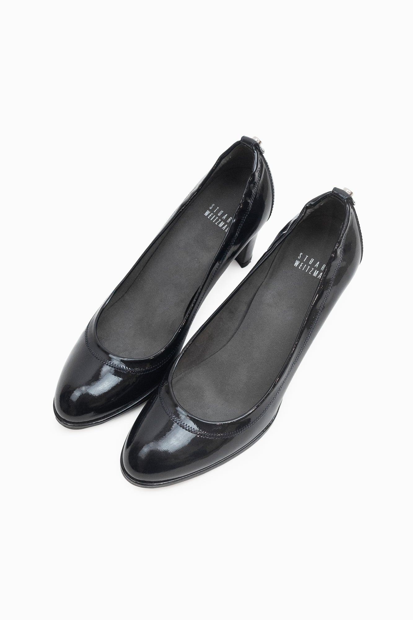 Black Round Toe Patent Pumps