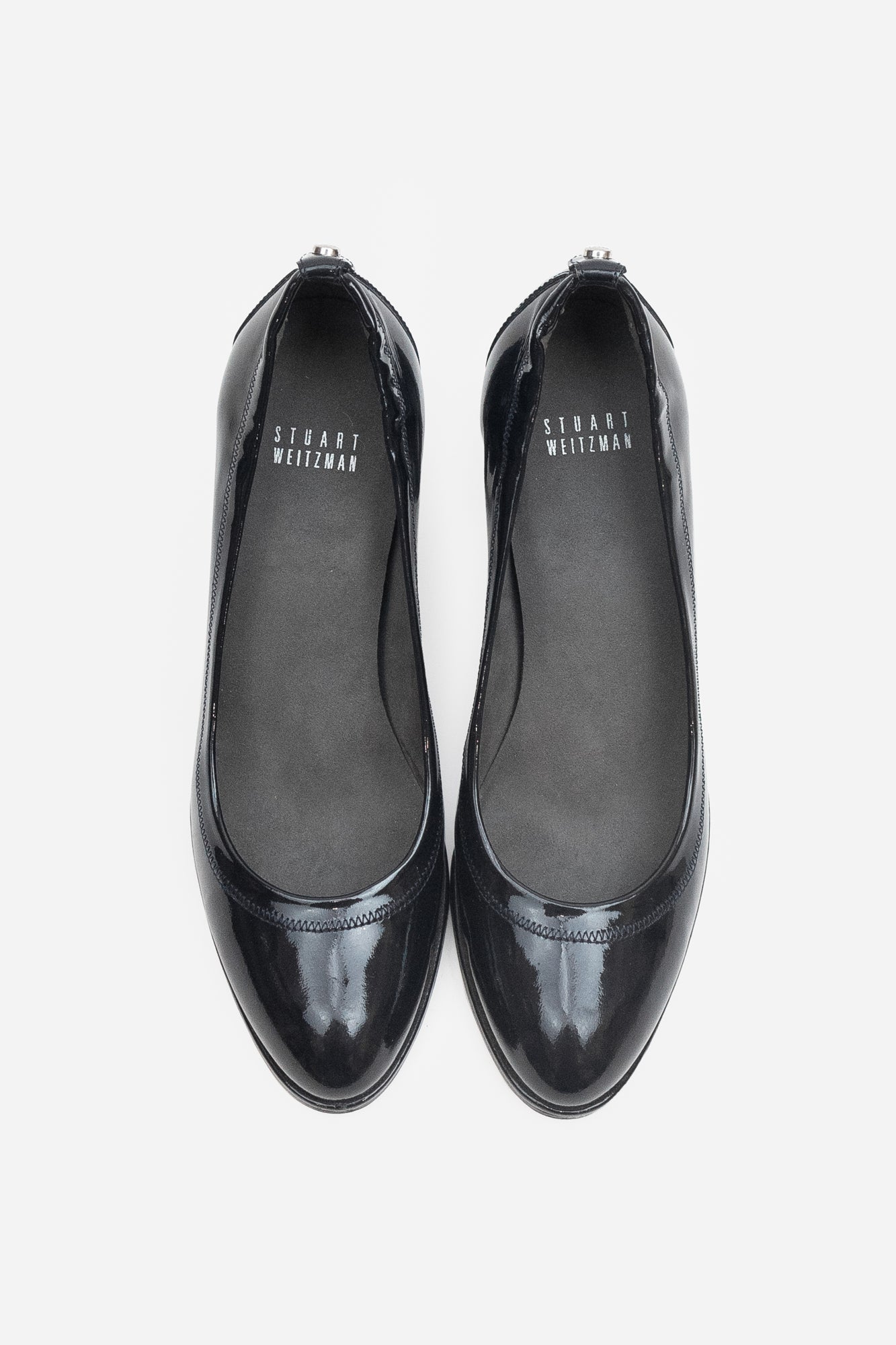 Black Round Toe Patent Pumps