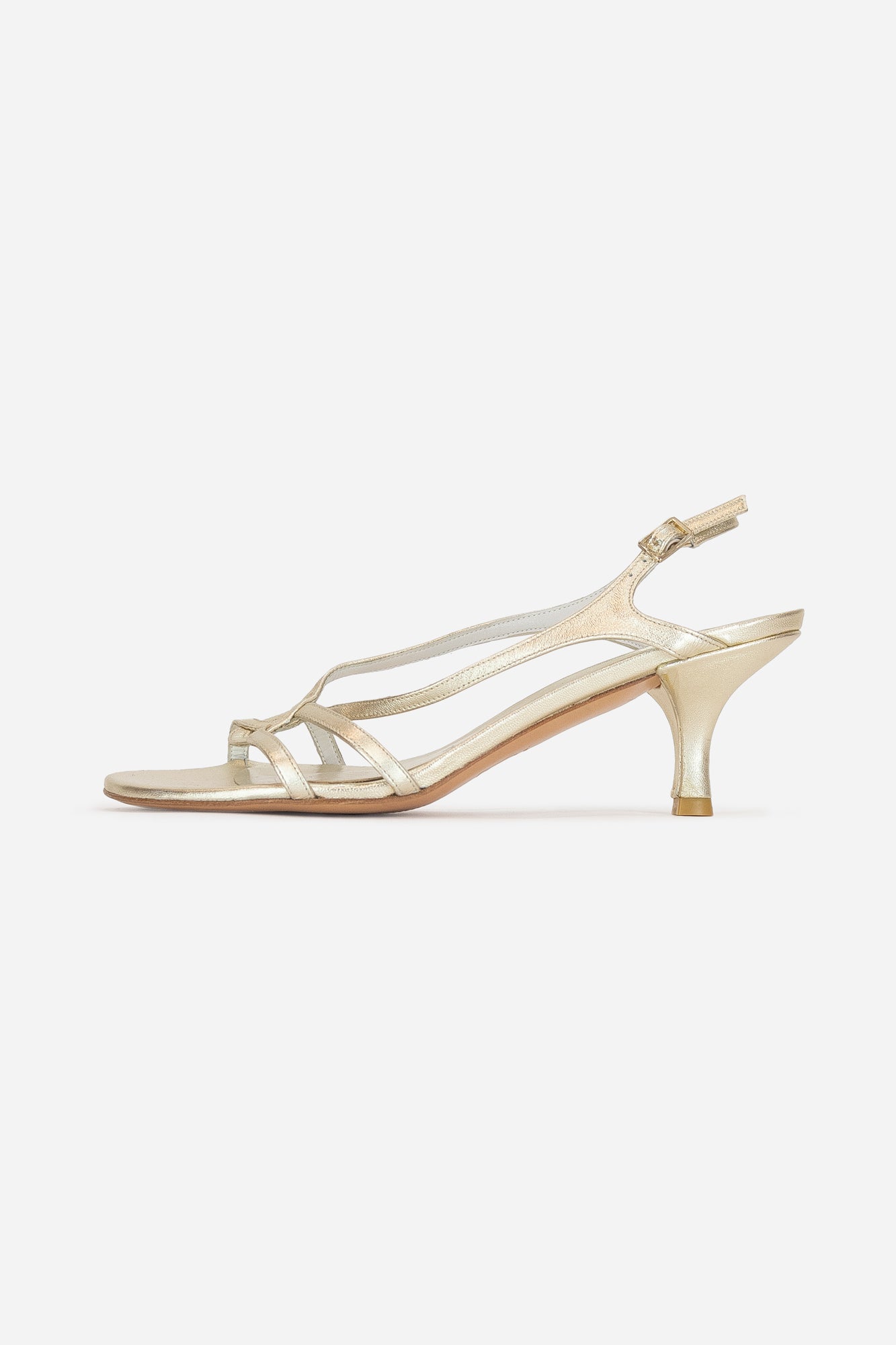 Metallic Gold Crossy Sandal Pump