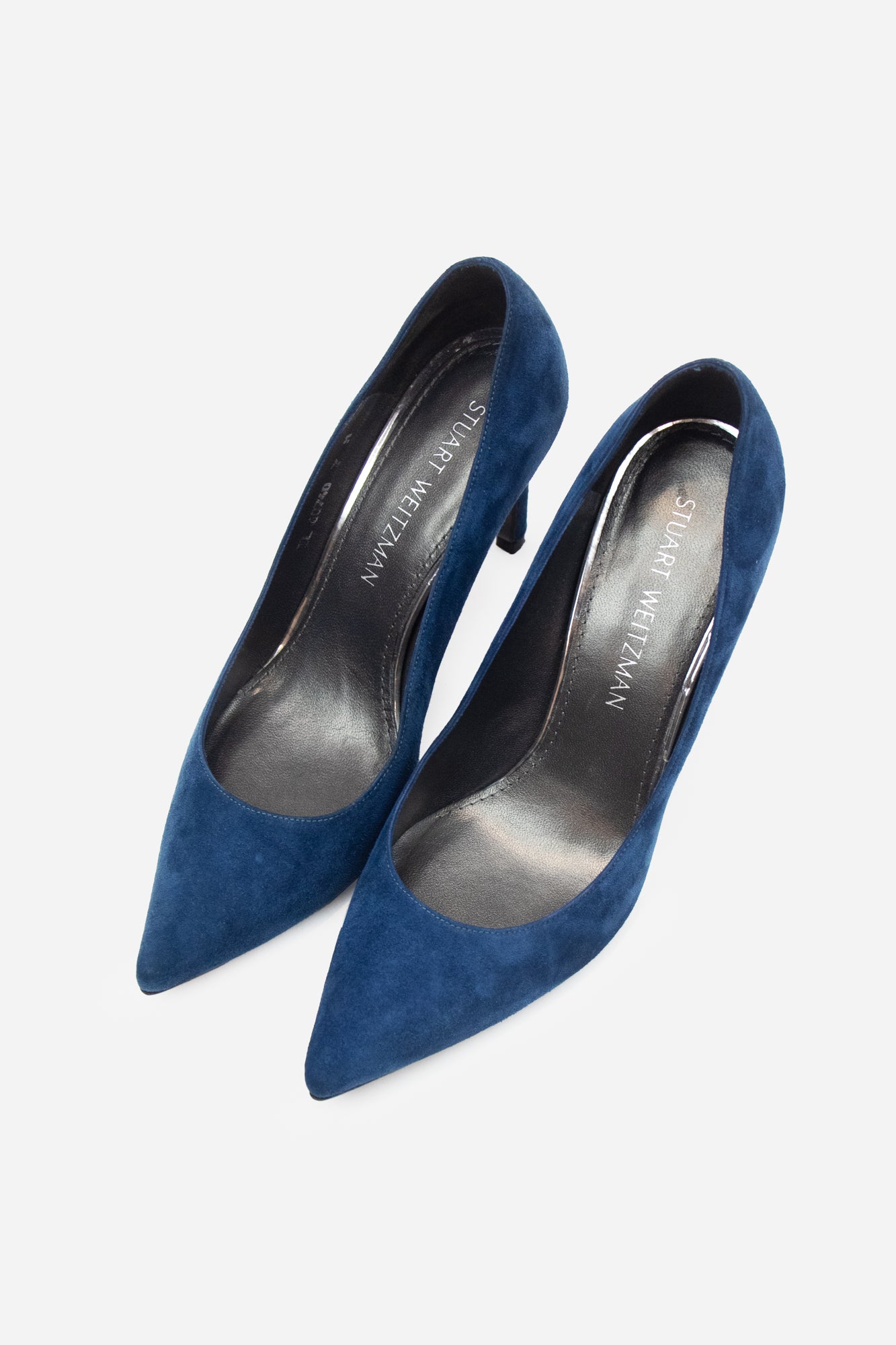 Navy Suede Pointed Toe Pump Suede