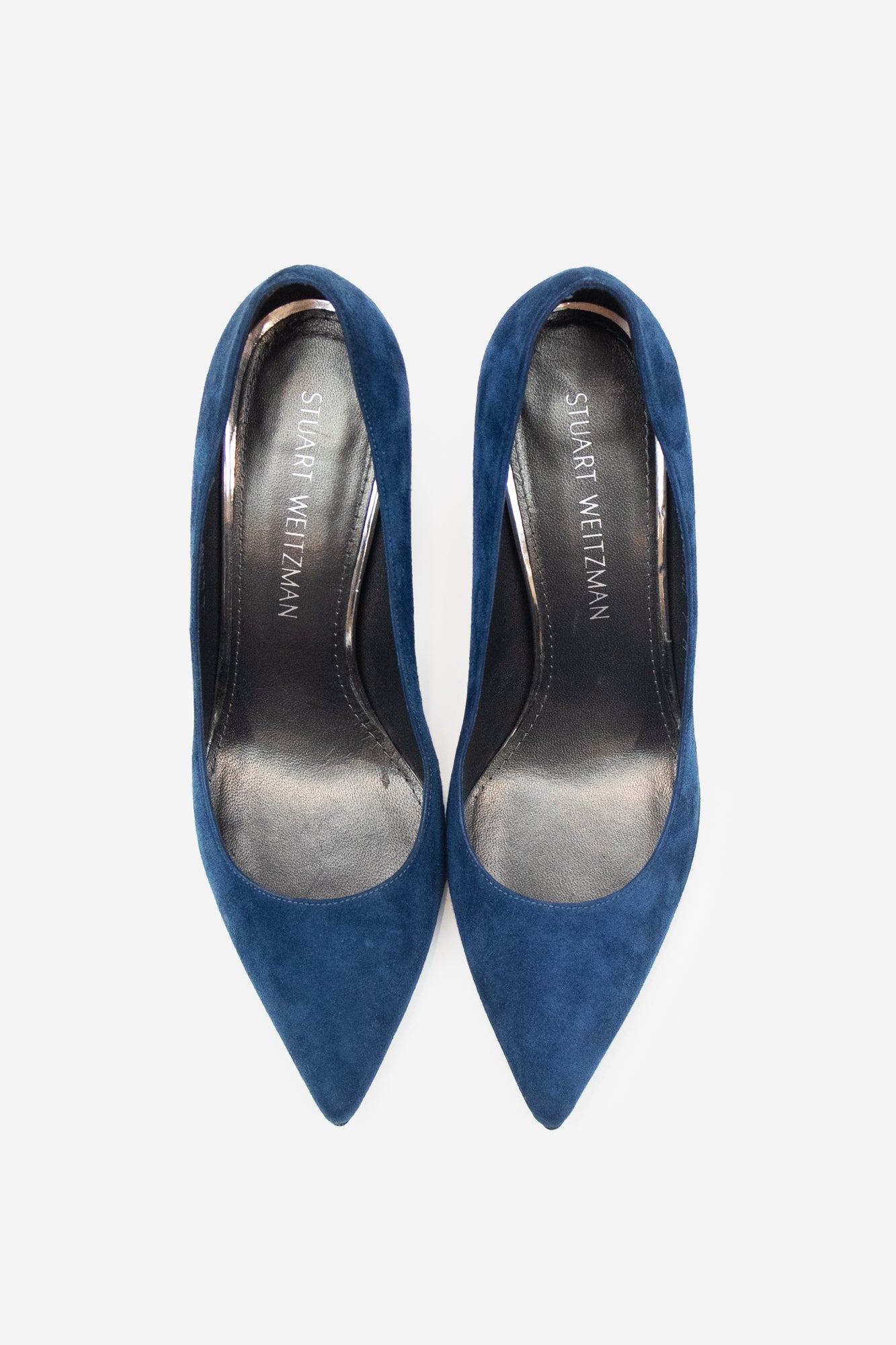 Navy Suede Pointed Toe Pump Suede