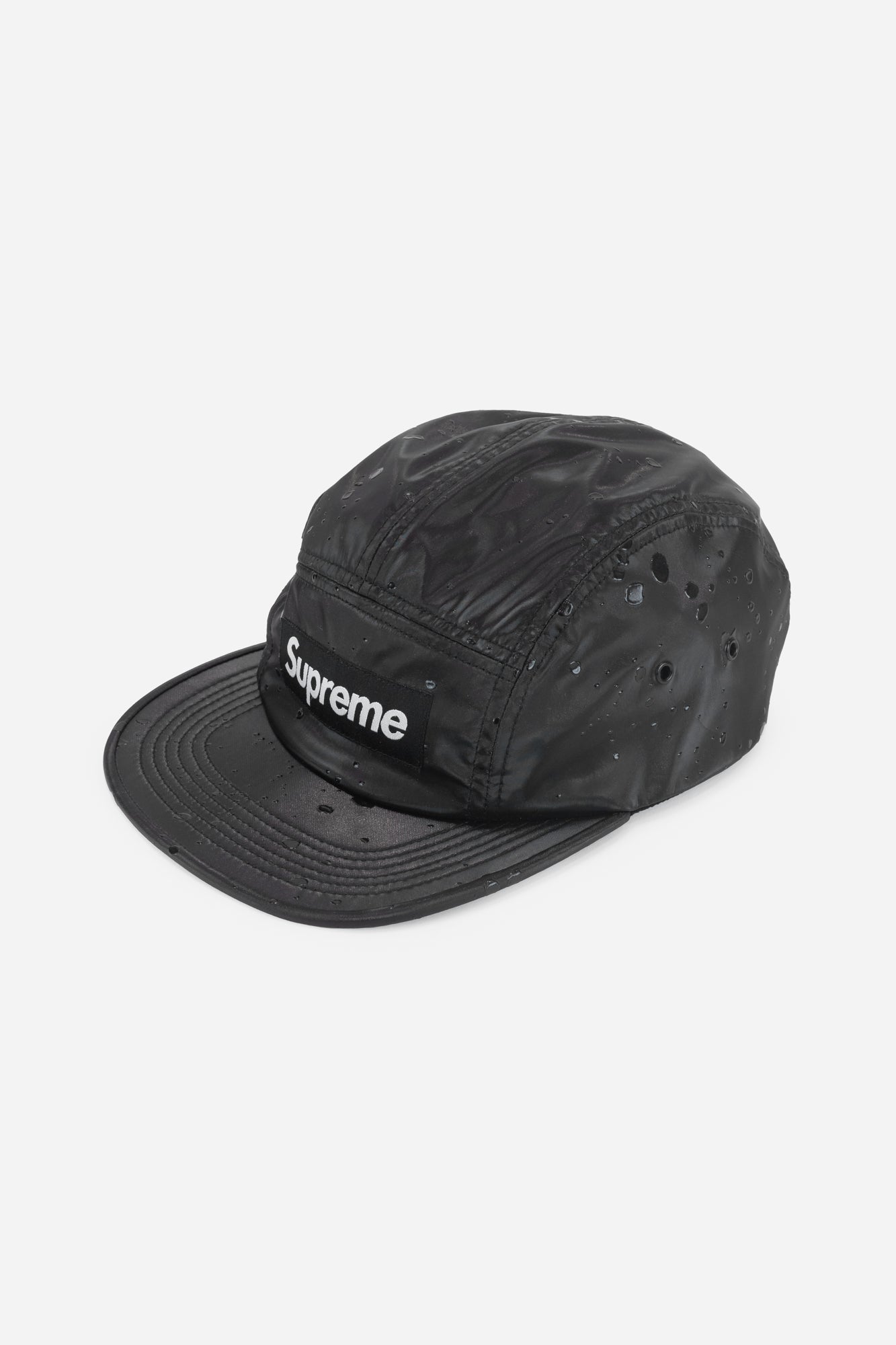 Adjustable Black Supreme Splatter Flat Brim Cap