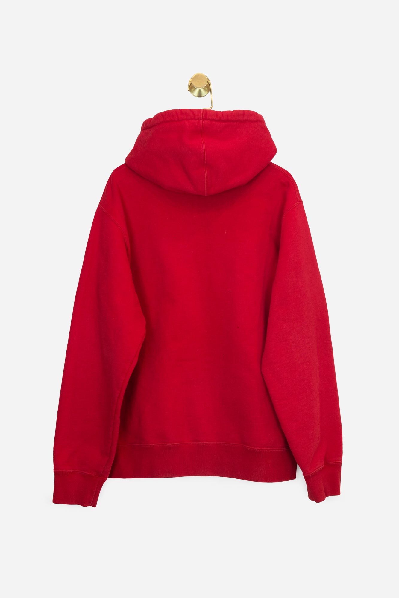 Red Hoodie With Gold Supreme Banner Logo