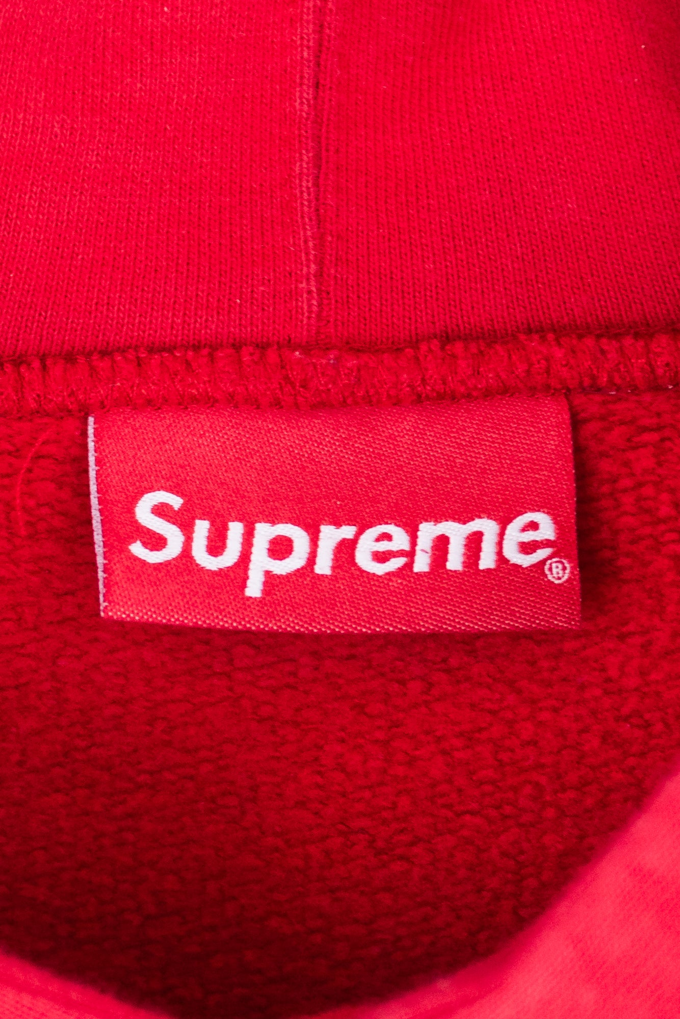 Red Hoodie With Gold Supreme Banner Logo