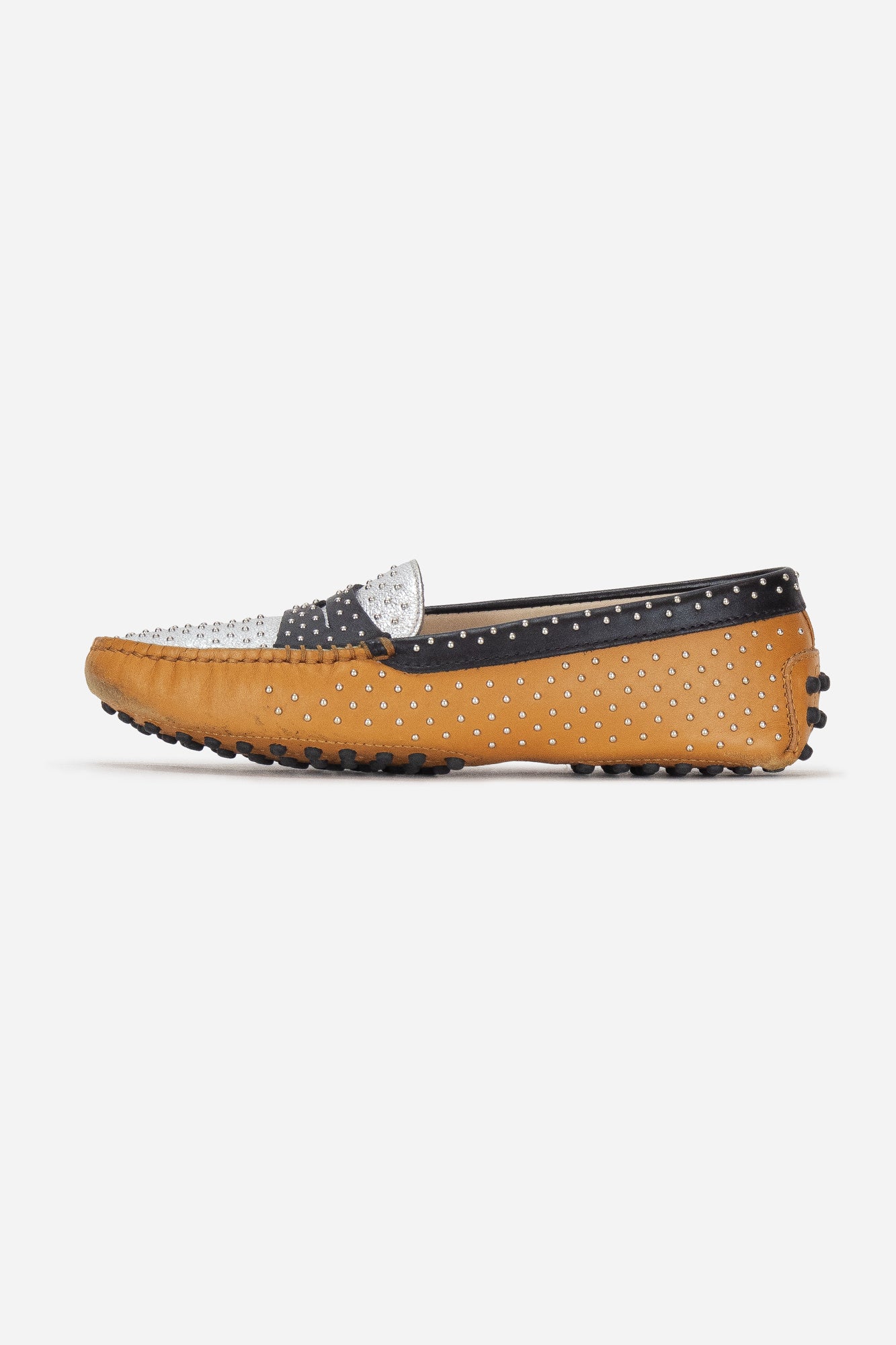 Multi Leather Studded Loafers