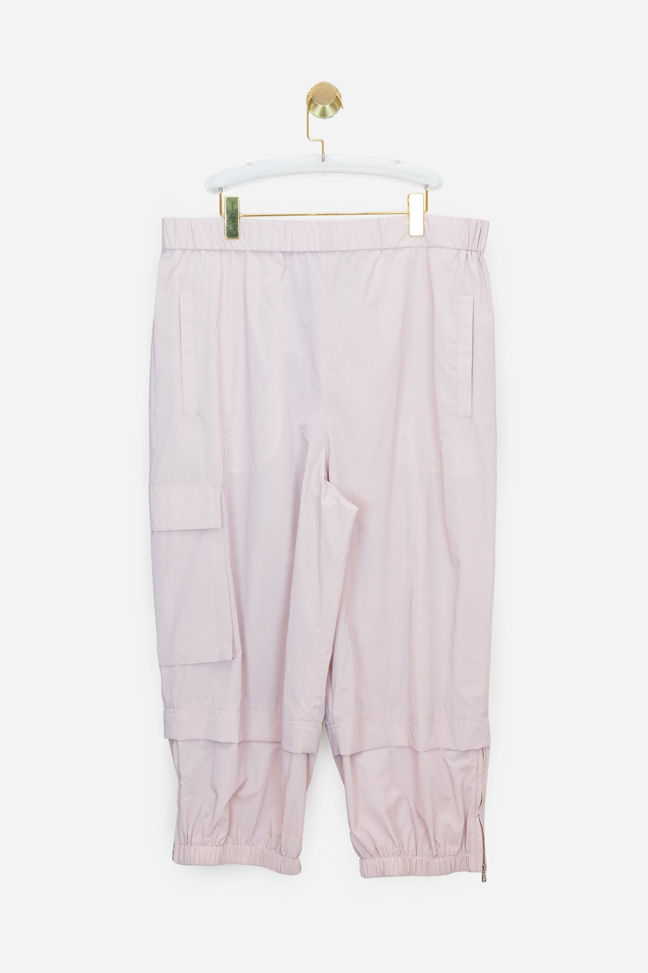 Light Pink Windbreaker Pants with Silver Zippers