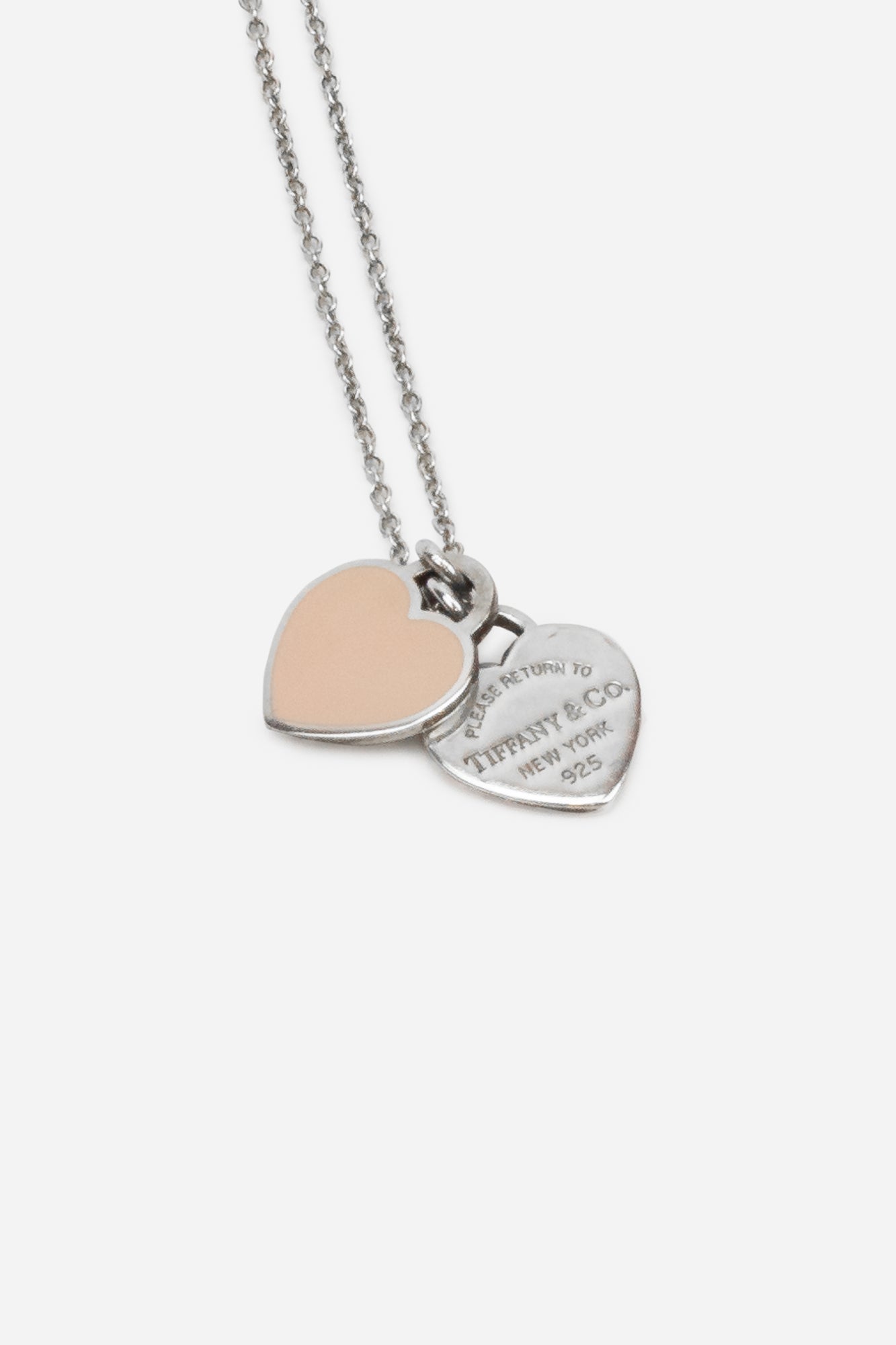 Pink Double Heart Tag Pendant Necklace