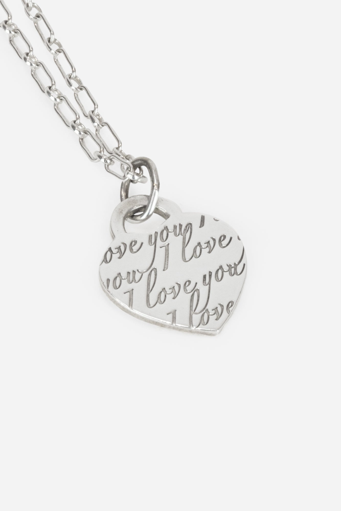 Silver 'I Love You' Heart Pendant Necklace