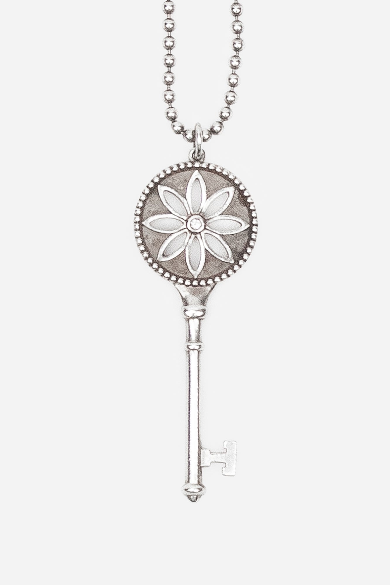 Silver and Diamond Daisy Key Necklace
