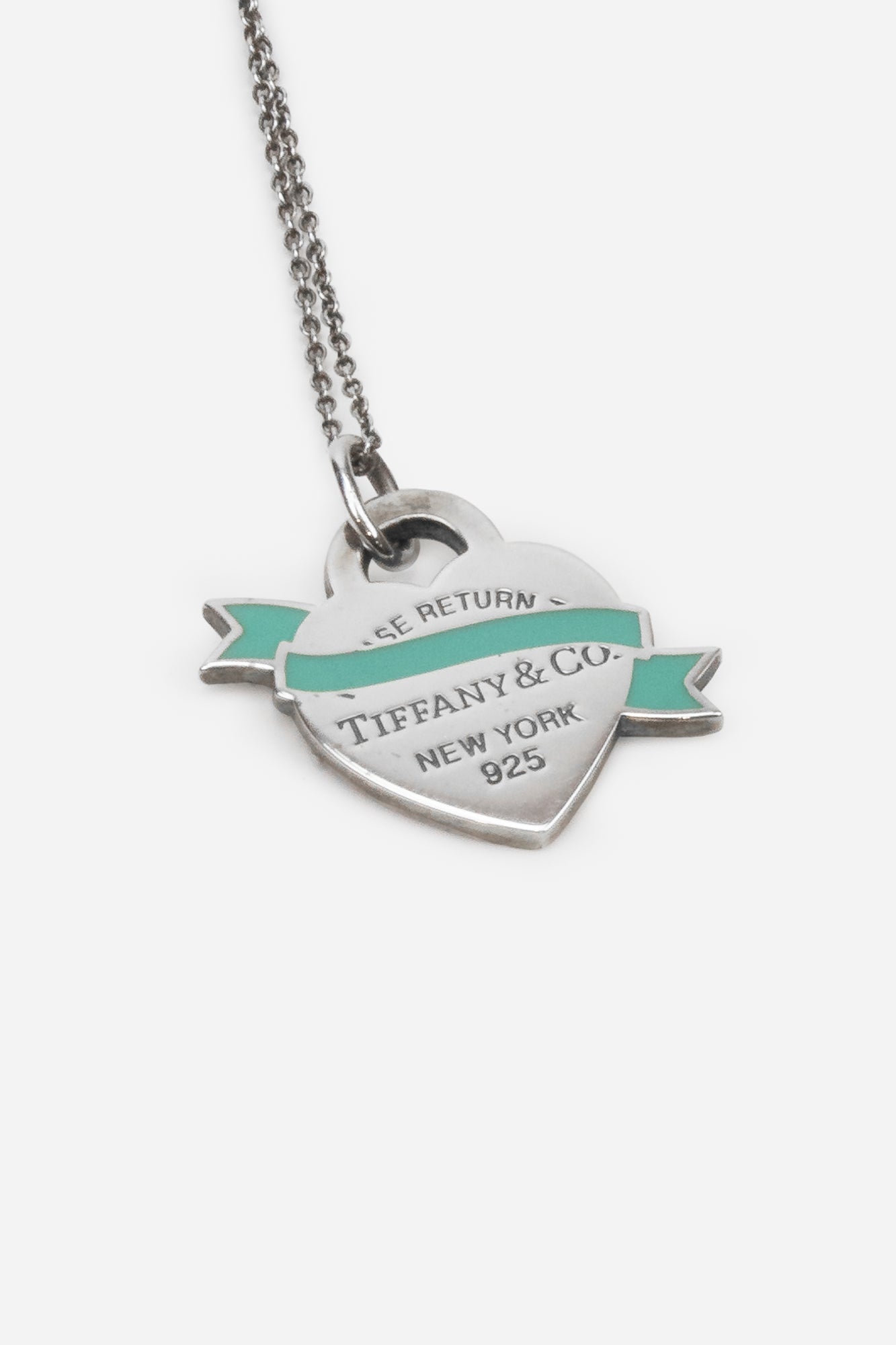 Sterling Silver Enamel Return to Tiffany Heart Ribbon Charm