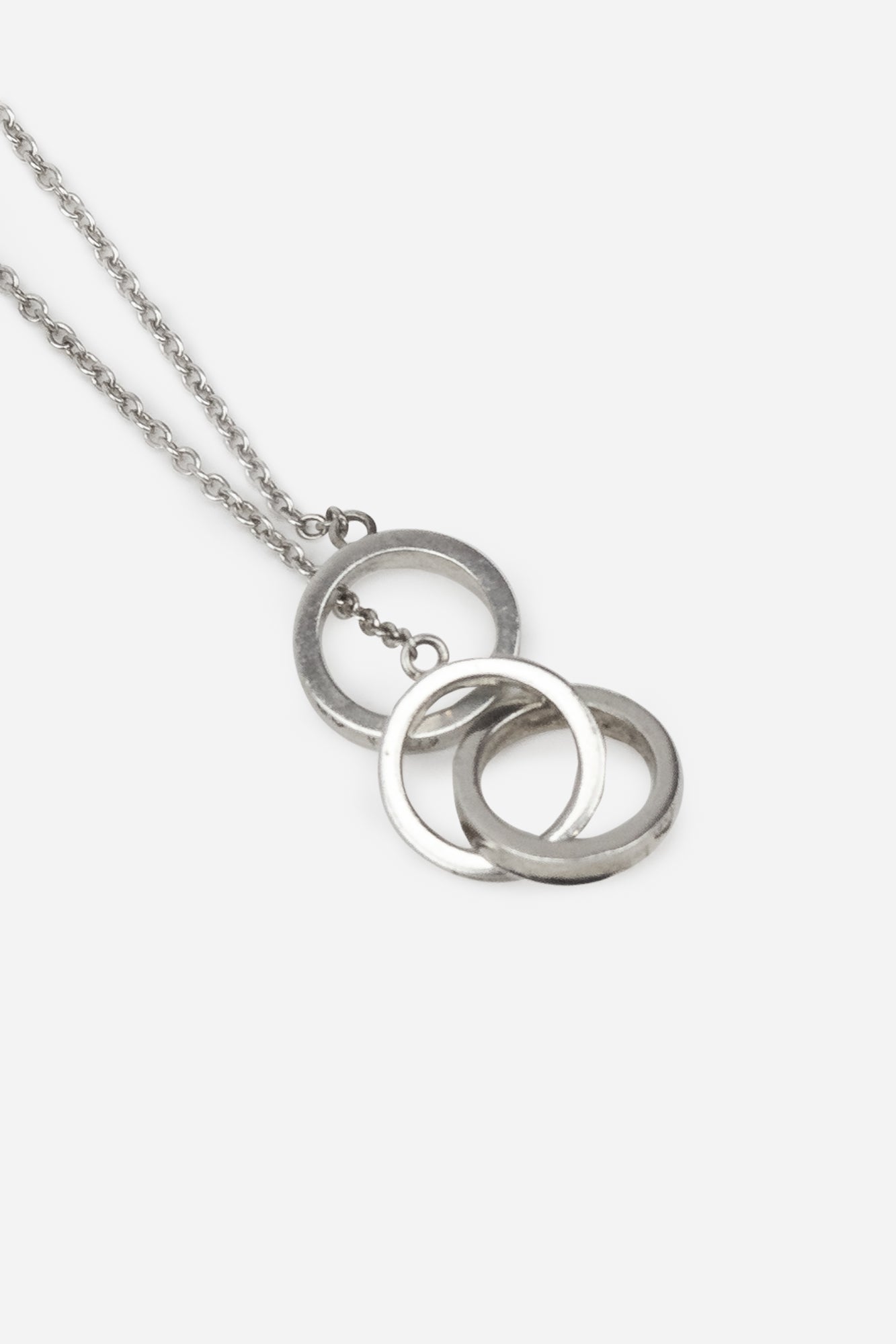 Sterling Silver Triple Interlocking Circles Lariat Necklace
