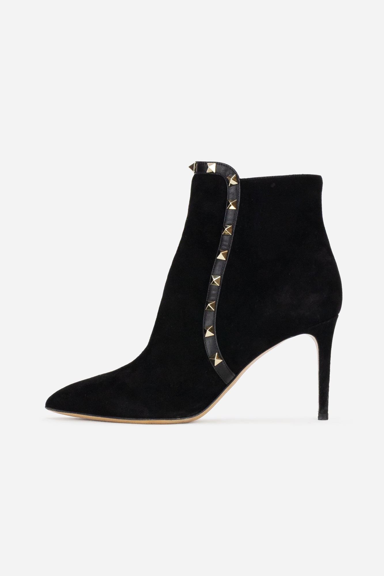 Black Rockstud Accents Suede Boots suede/ leather