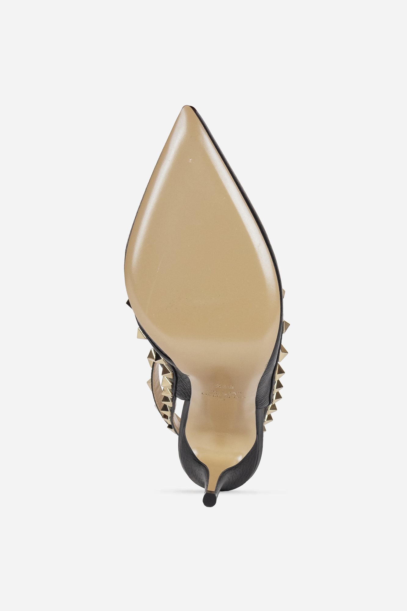 Black Rockstud Grained Leather 100mm Pump