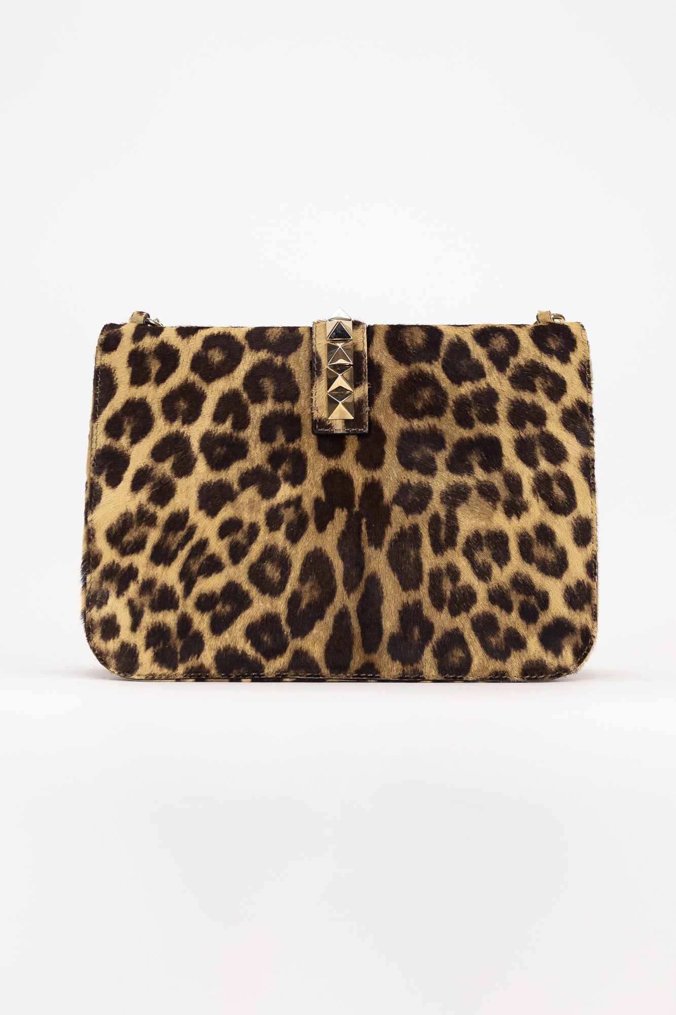 Fur Cheetah Studded Flap Bag