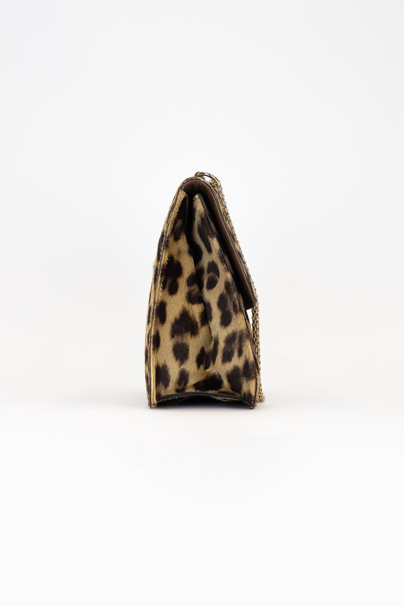 Fur Cheetah Studded Flap Bag