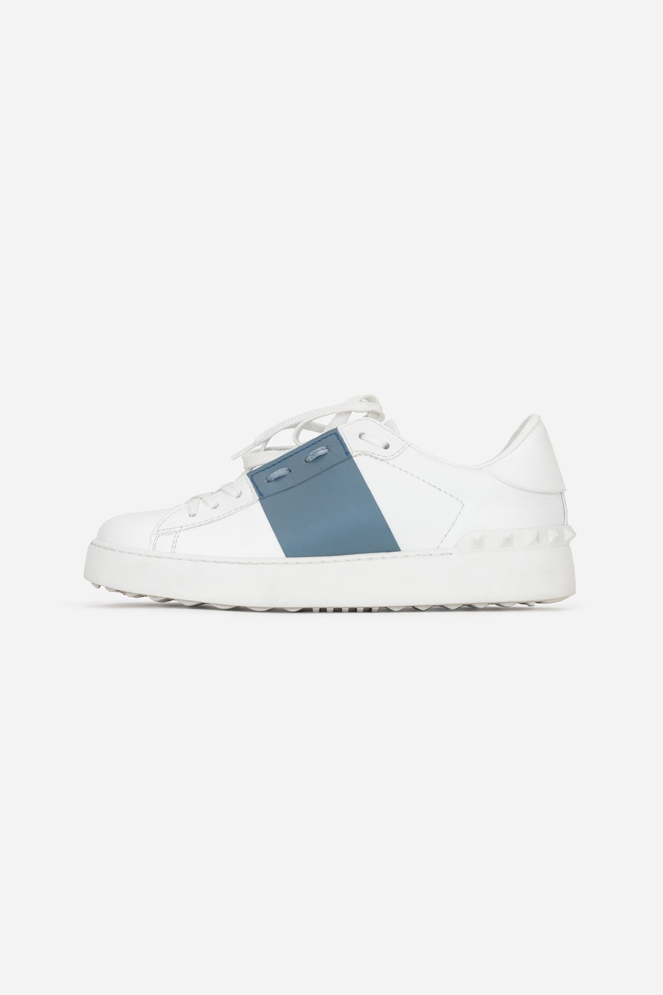 Rockstud Blue & White Leather Sneaker